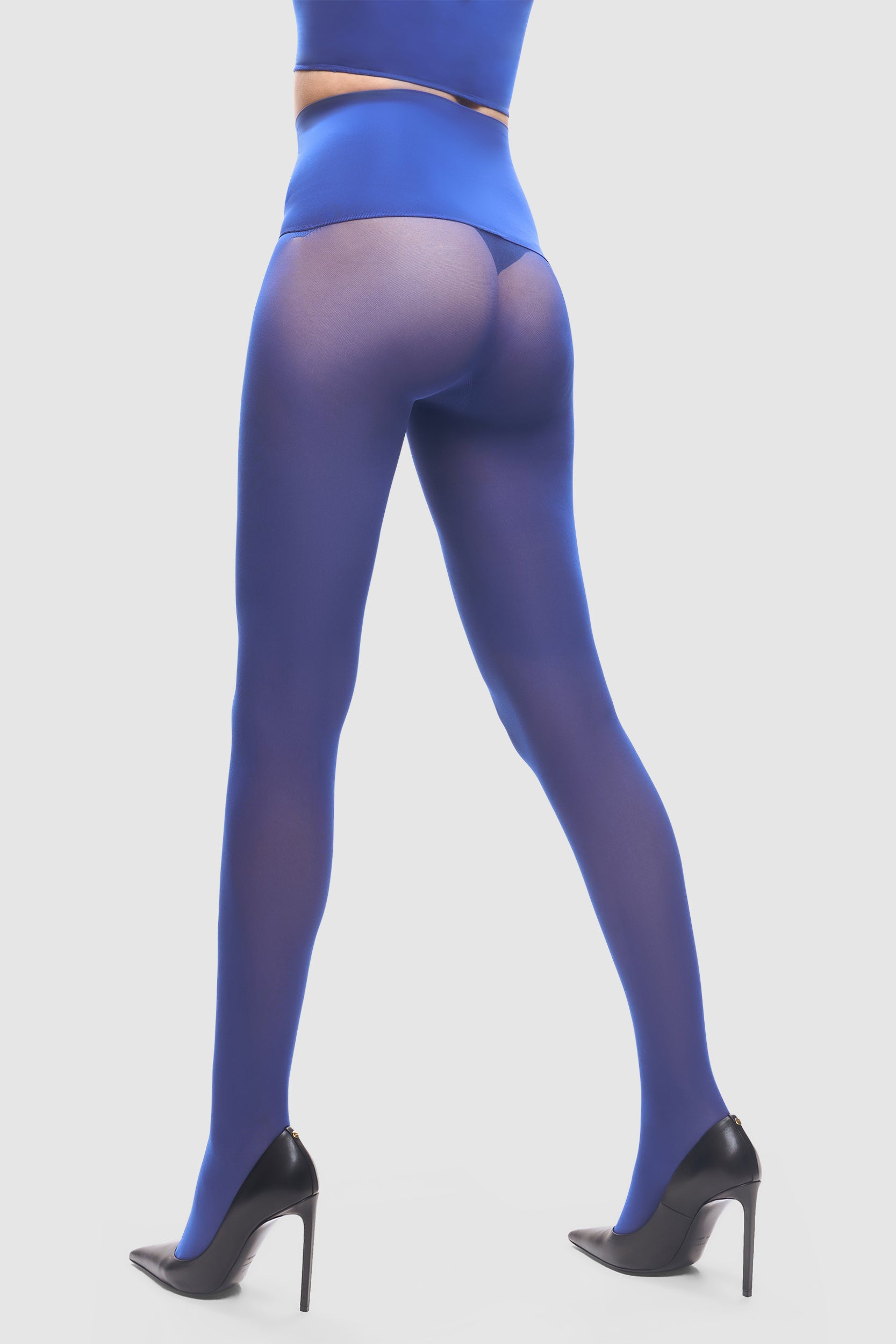 Opaque 60 denier tights in Sodalite Blue.
