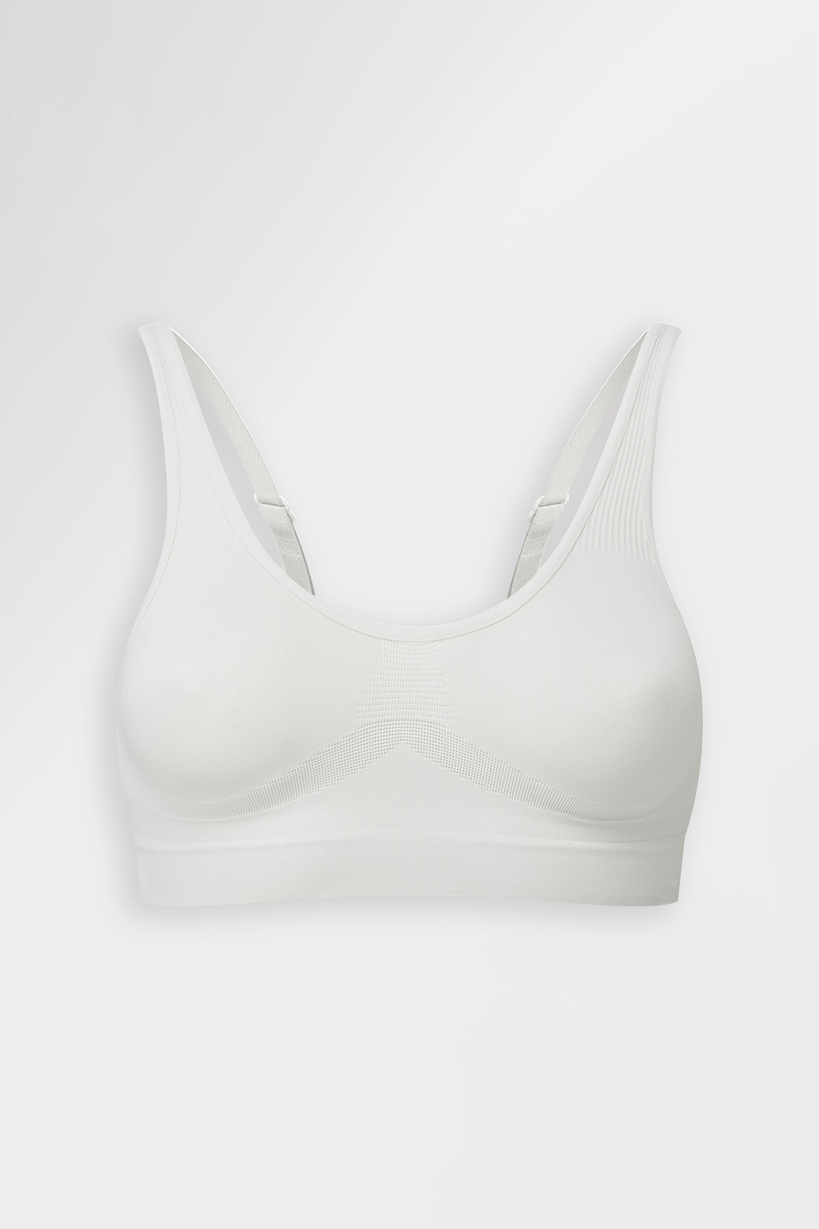 Cloud white seamless bralette with 3D knit cups.