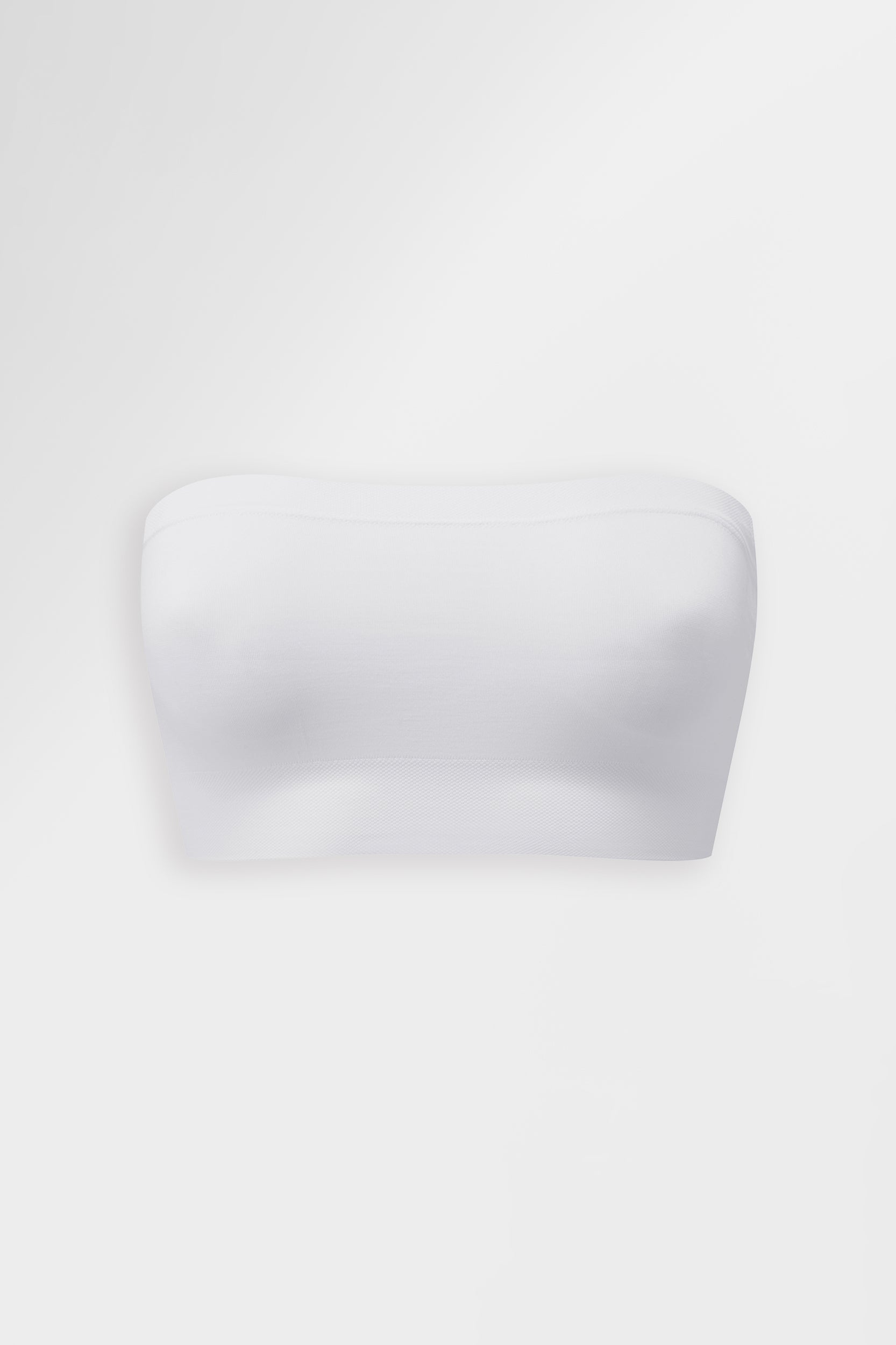 White comfort strapless bra with deep under-band