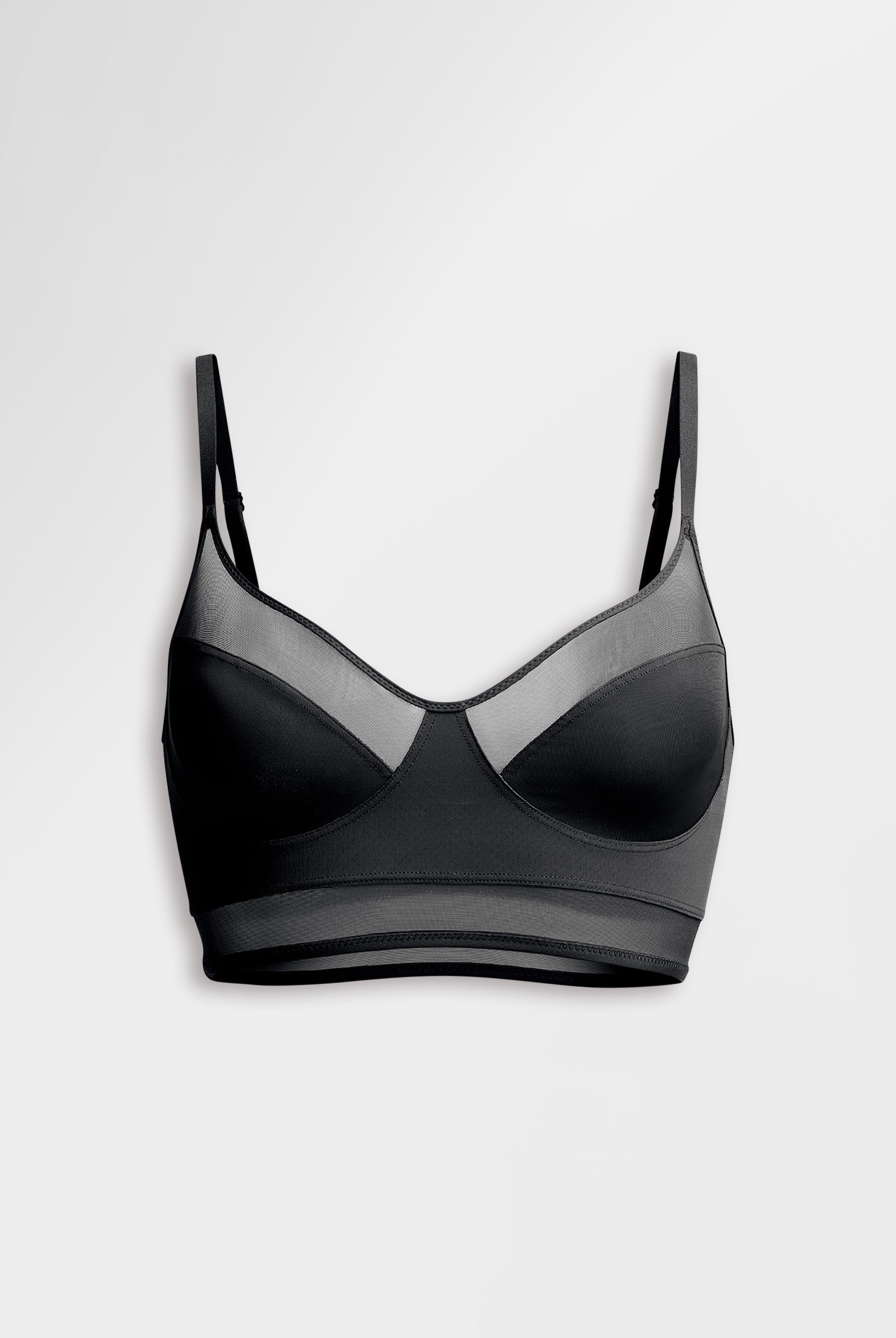 Sheer bralette offers natural lift and enhanced shape.