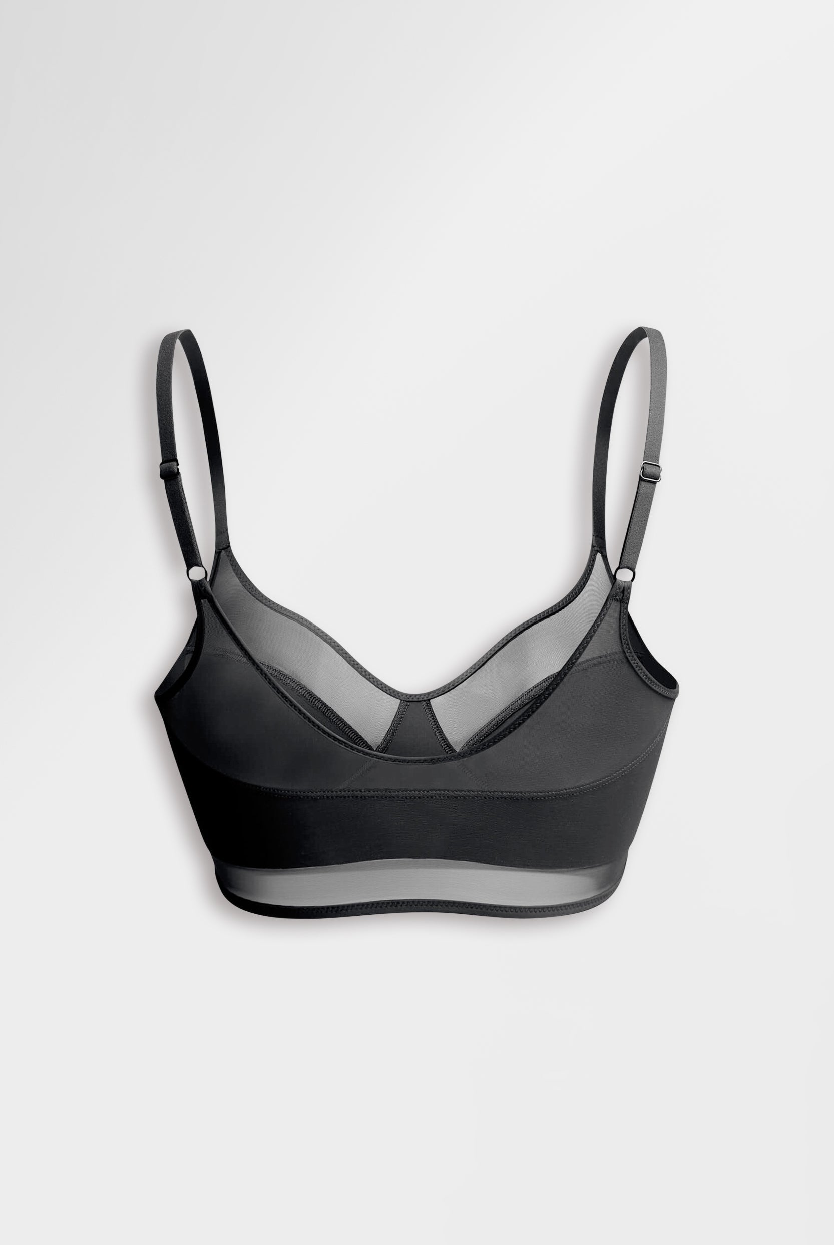 Sheer bralette offers natural lift and enhanced shape.