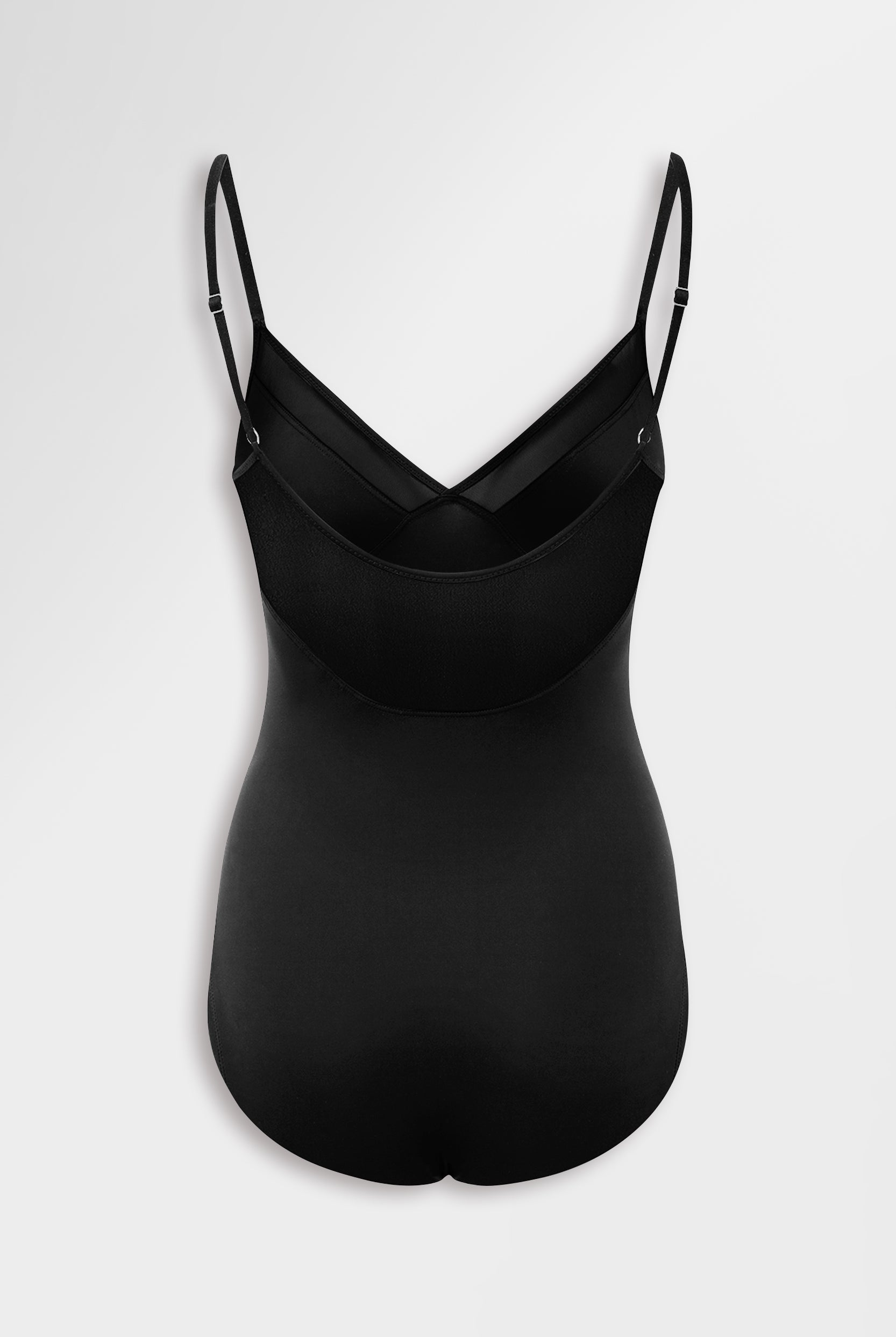 Silky sleek bodysuit with mesh paneling