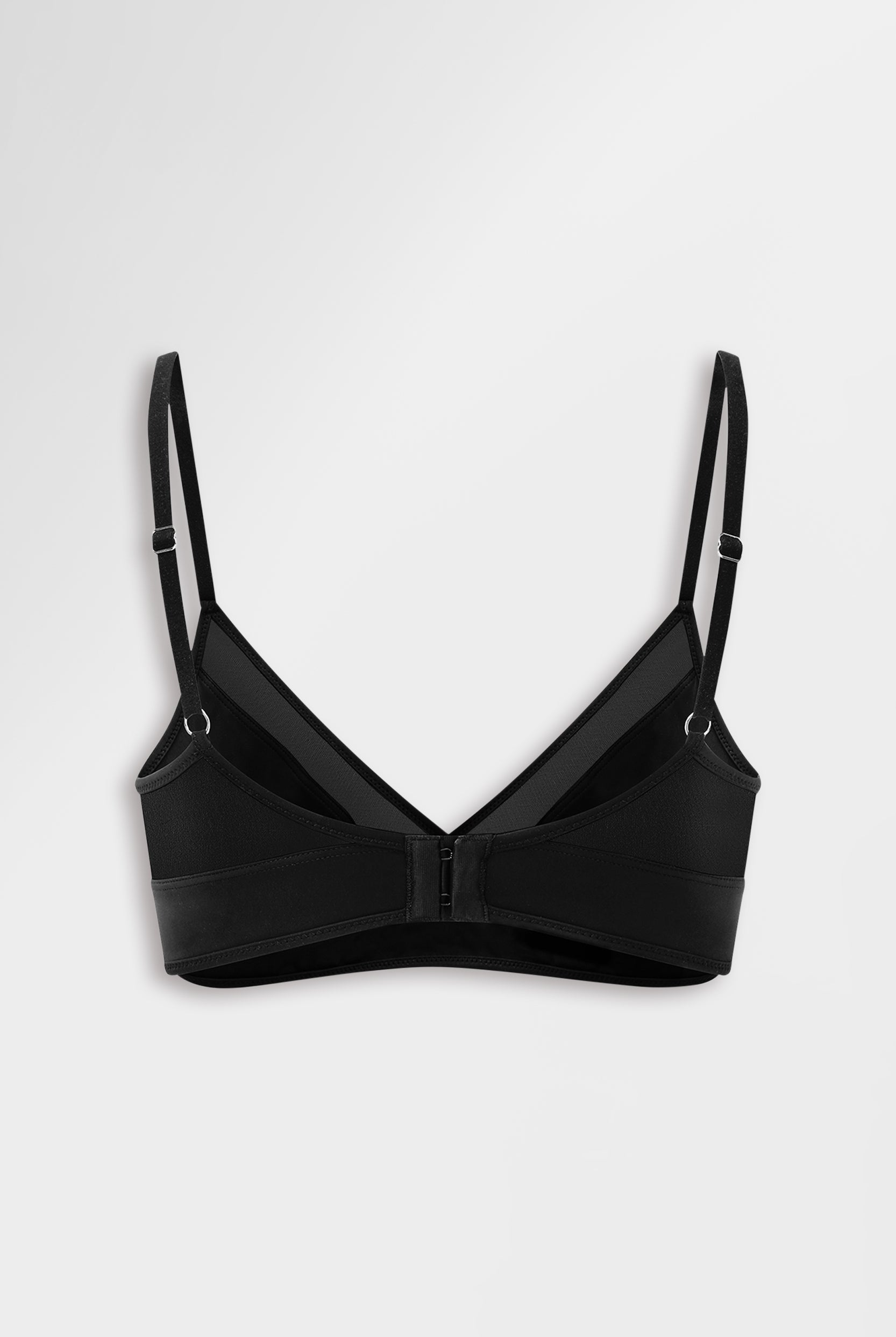 Sleek, soft triangle bralette with mesh details