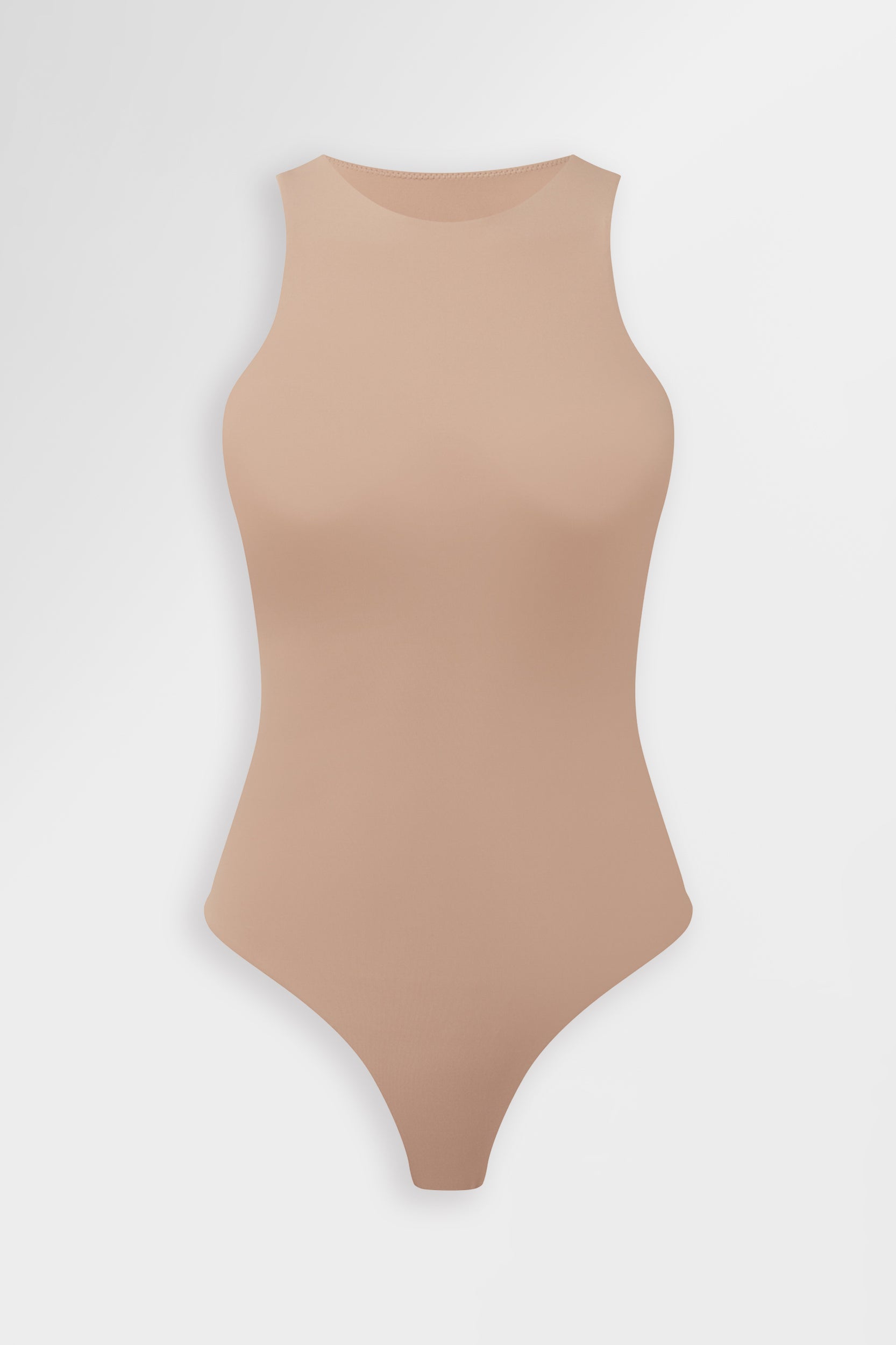 Racerback Bodysuit, double-layered, smooths and enhances silhouette