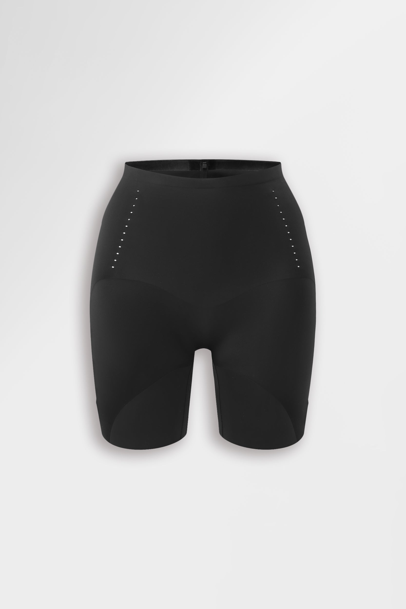 Black sculpting cycling shorts with perforated design
