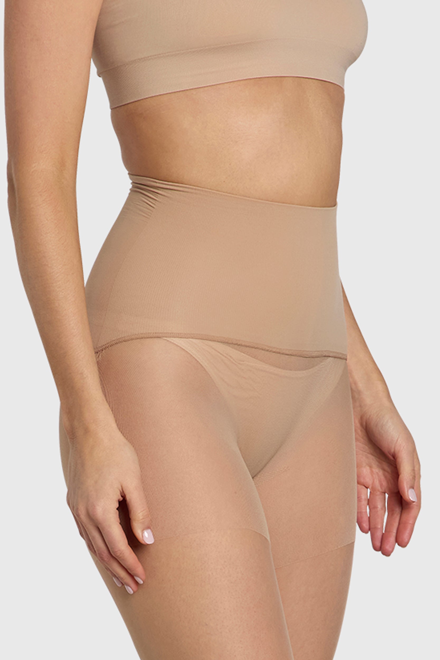 ladder-resistant sheer tights with contour waistband