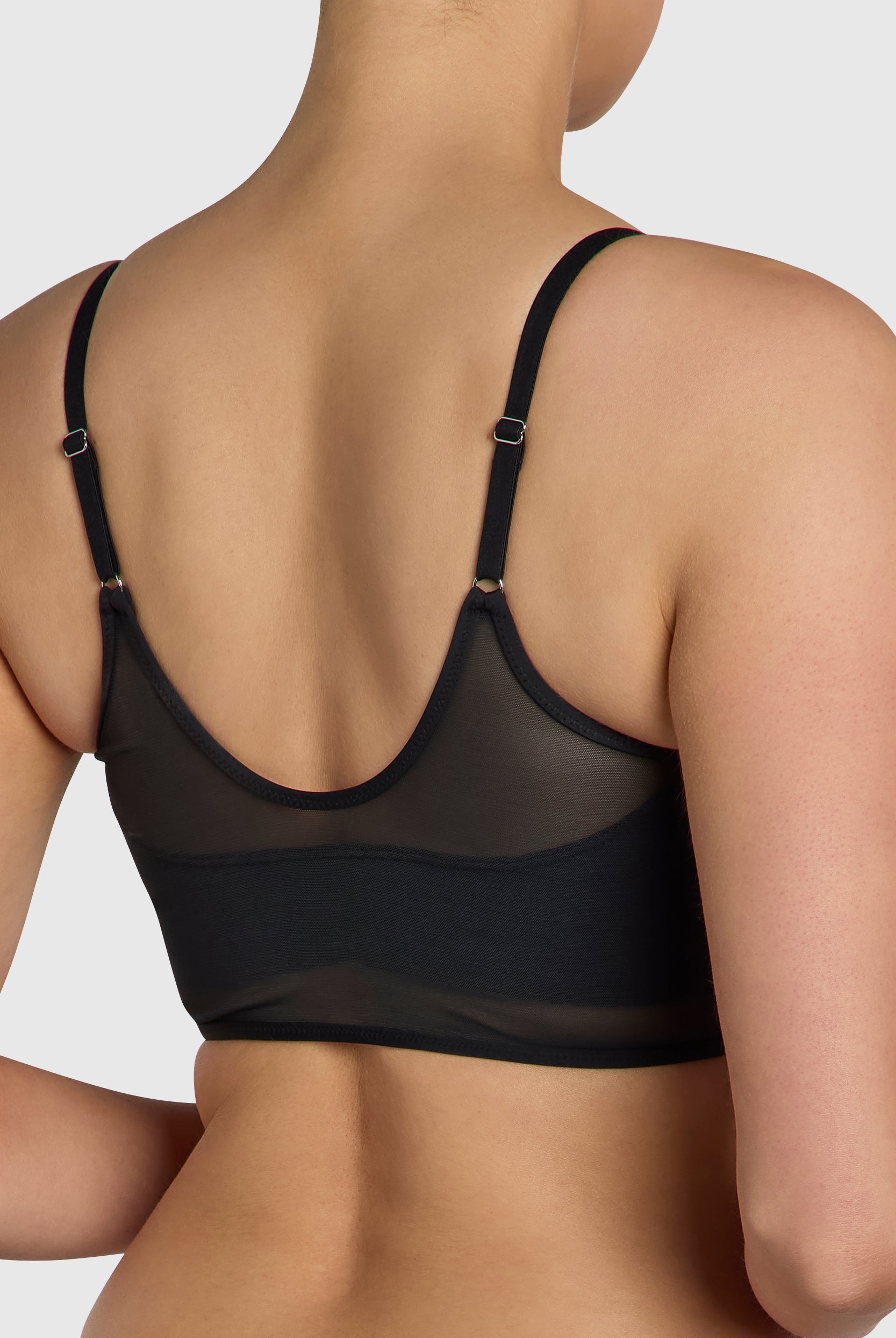 Sheer bralette offers natural lift and enhanced shape.