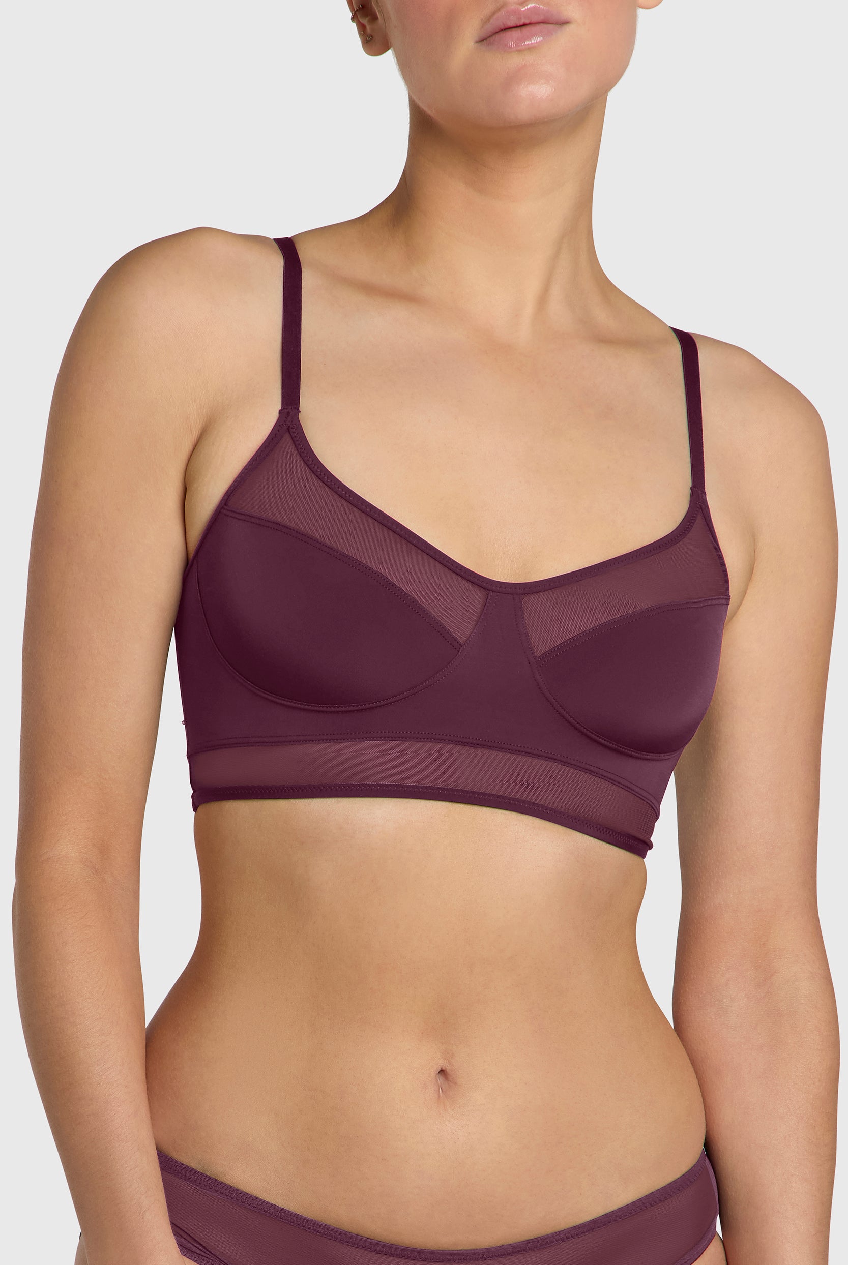 Sheer bralette, wire and clasp-free
