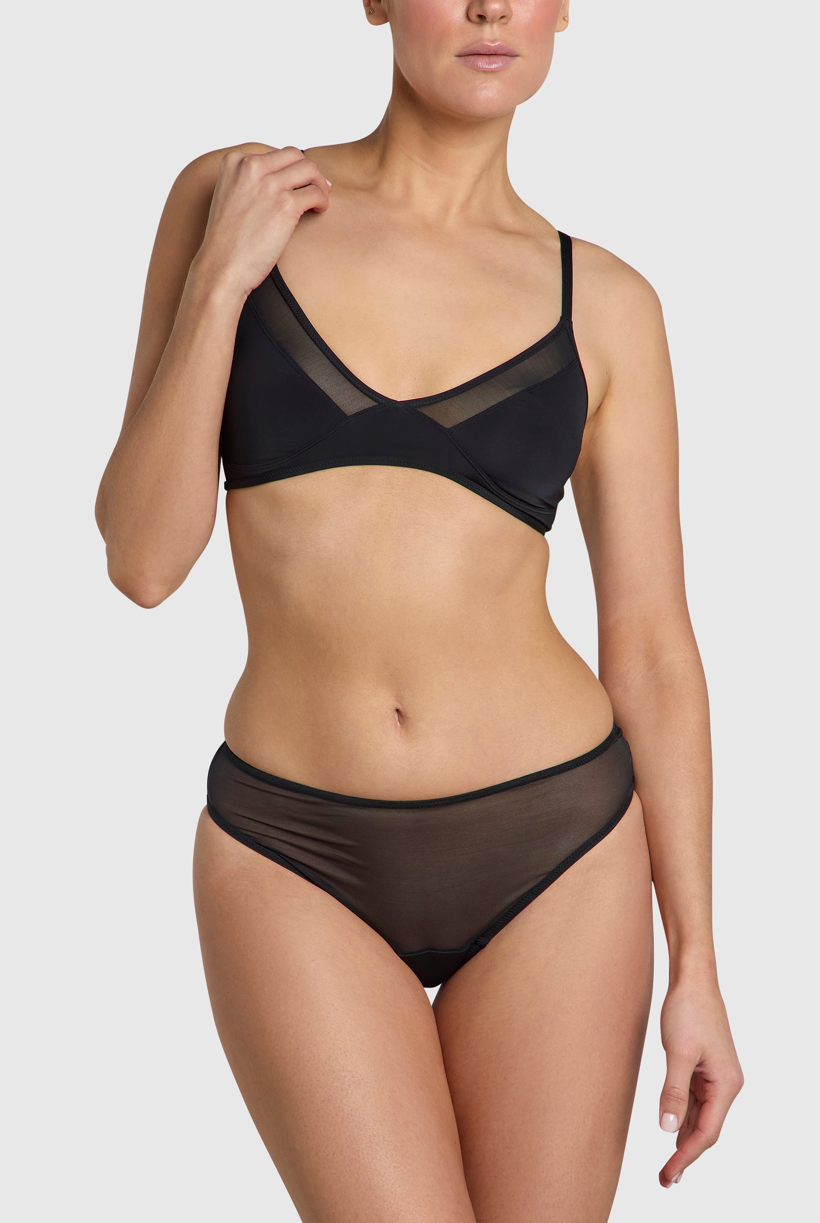 Sheer brief underwear for full coverage.