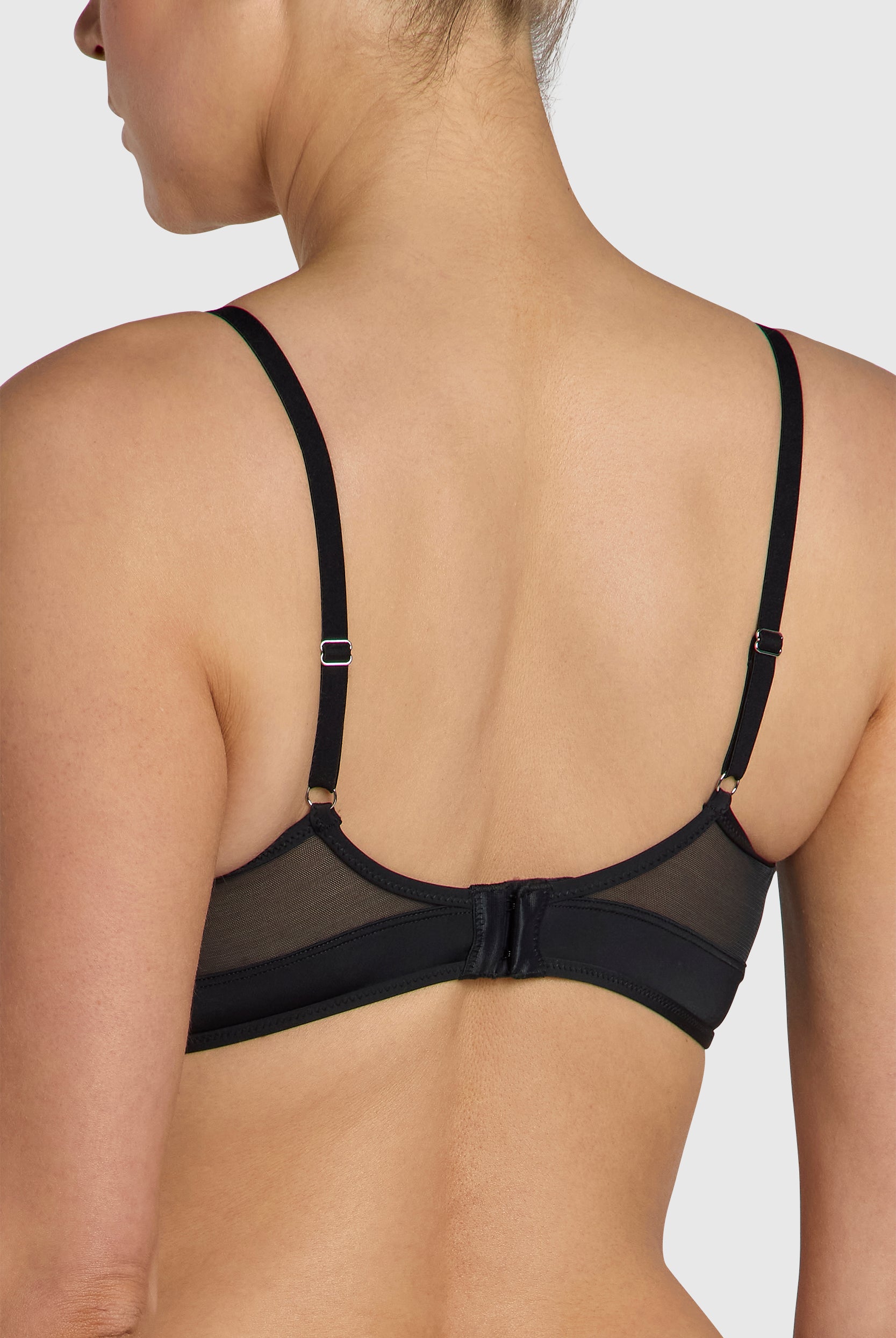 Sleek, soft triangle bralette with mesh details