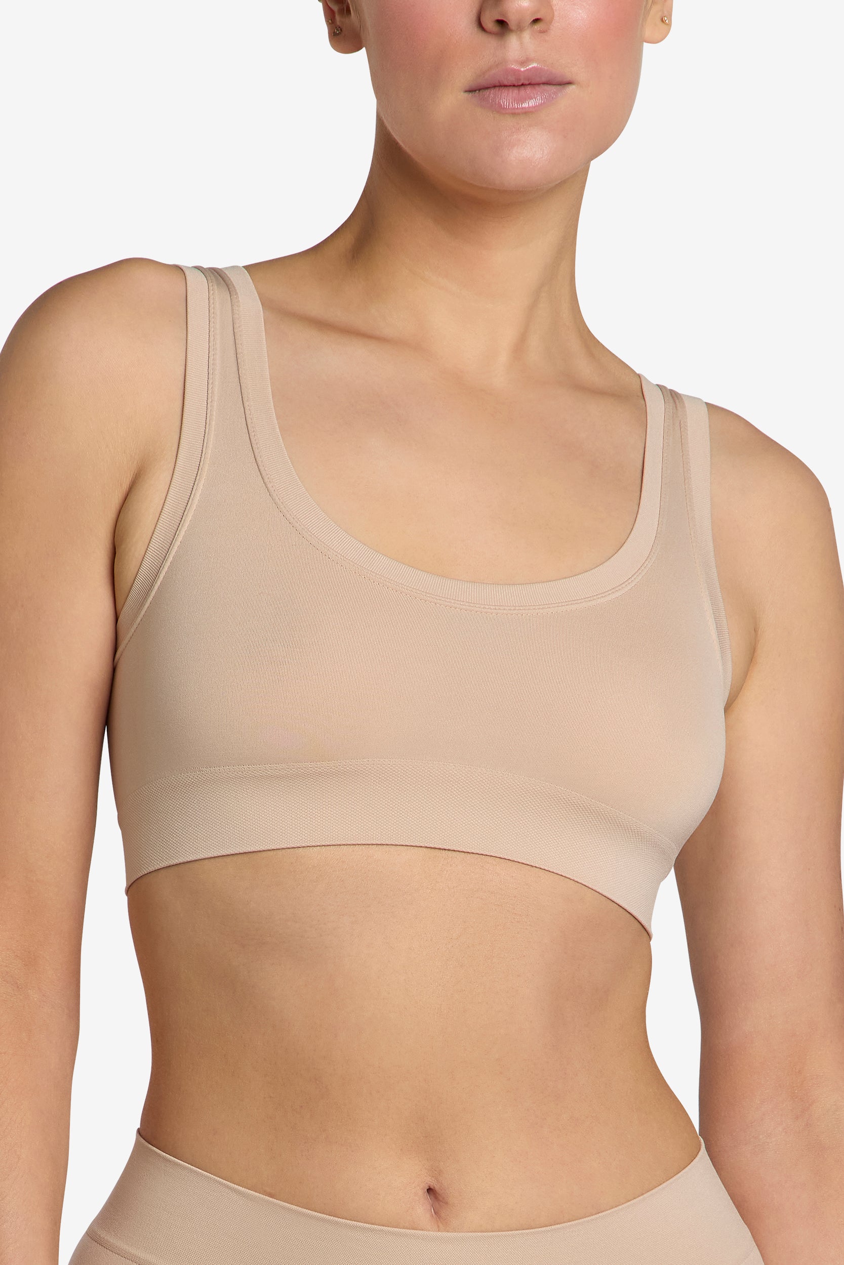Buttery soft almond bralette, second skin fit