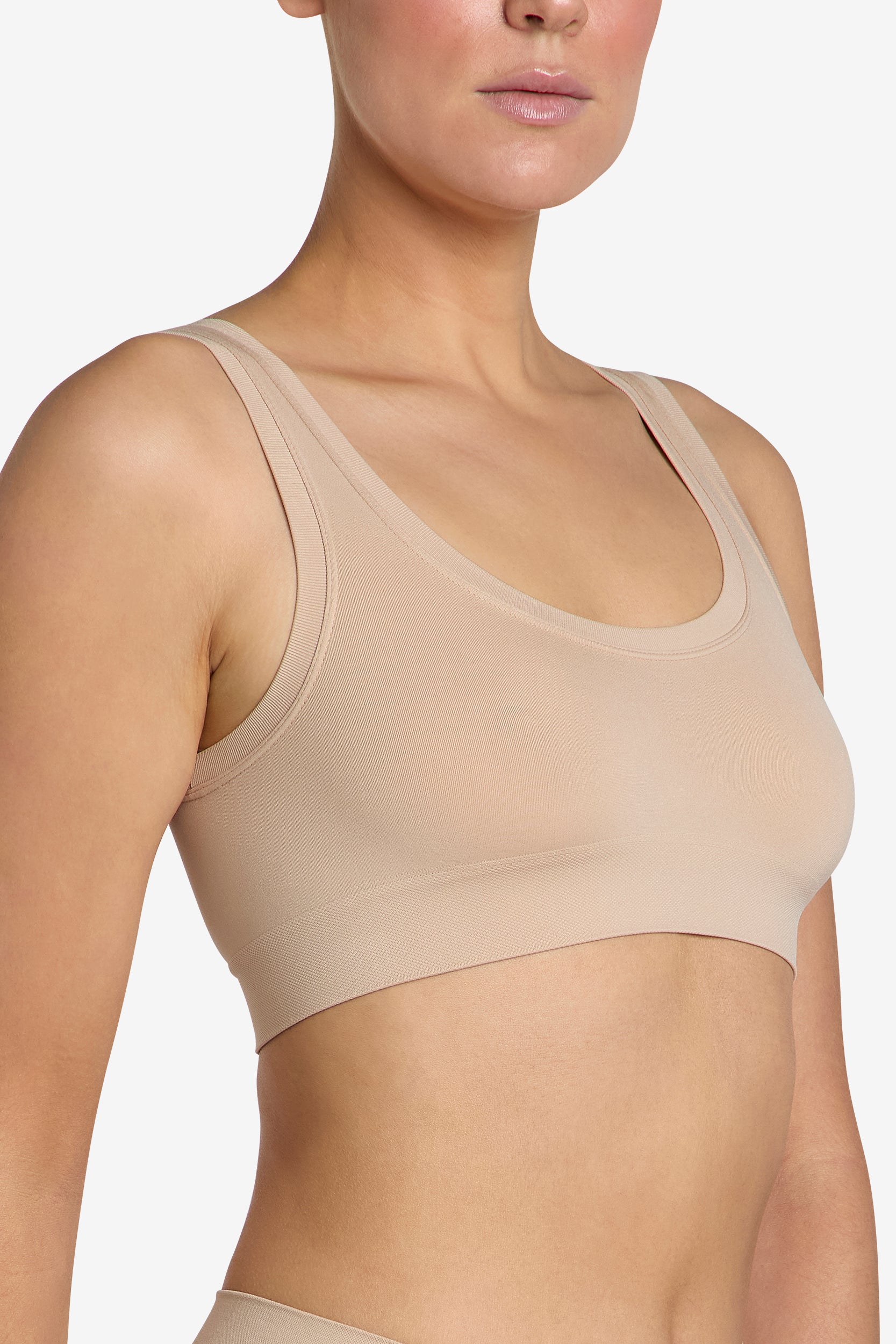 Buttery soft almond bralette, second skin fit