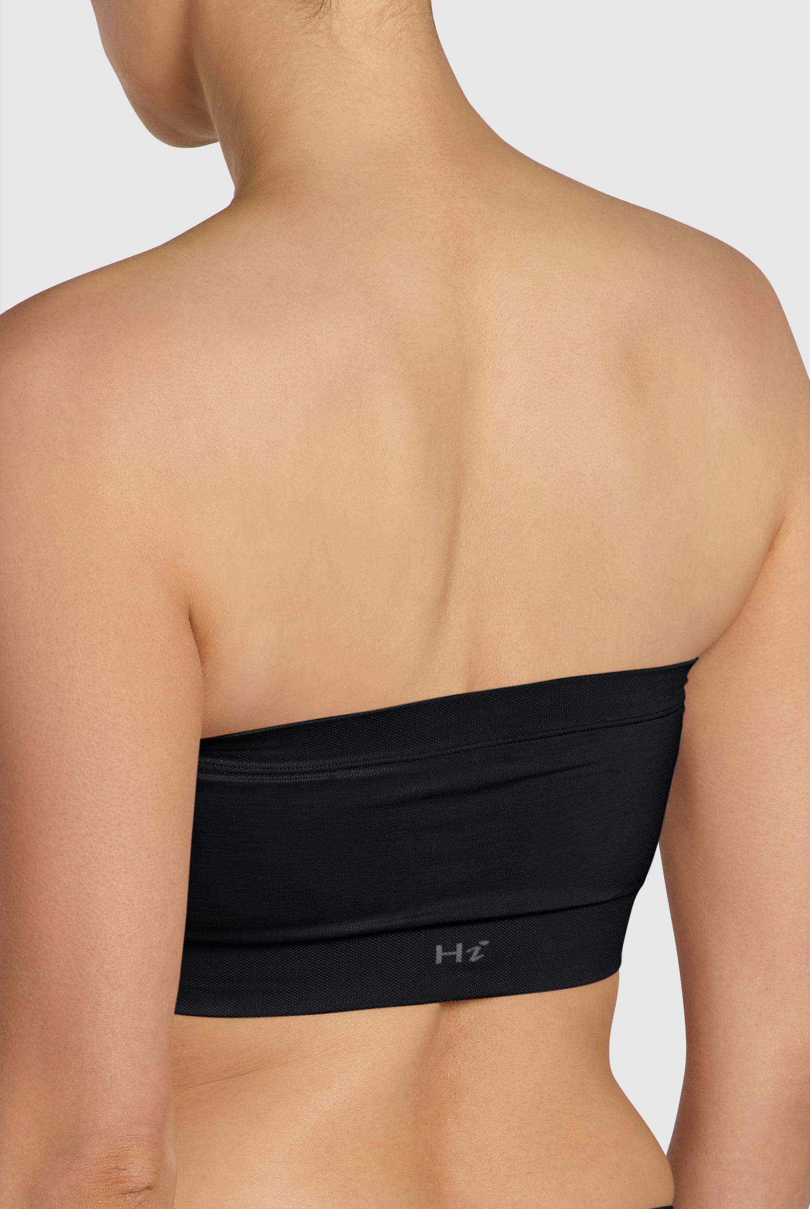 Soft black strapless bandeau bra