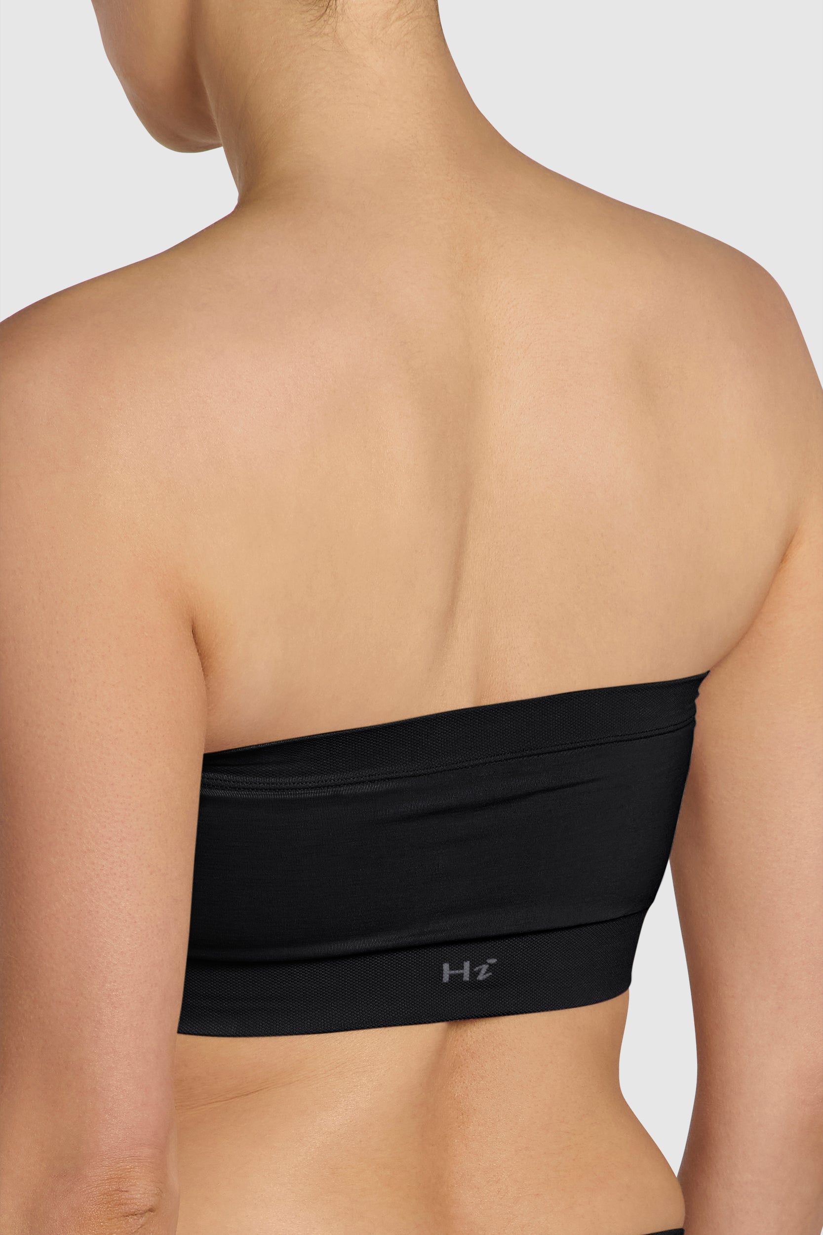 Soft black strapless bandeau bra