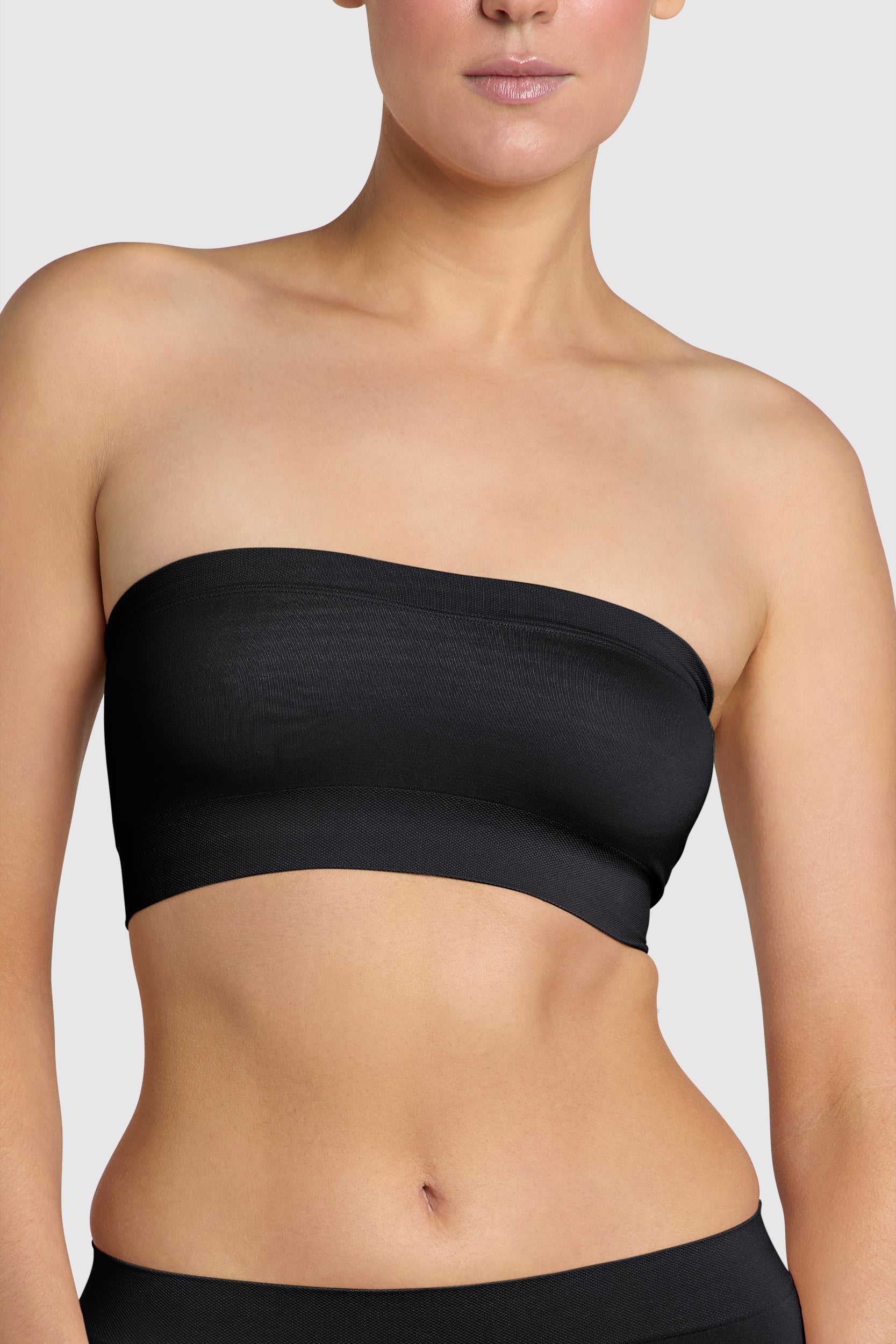 Soft black strapless bandeau bra