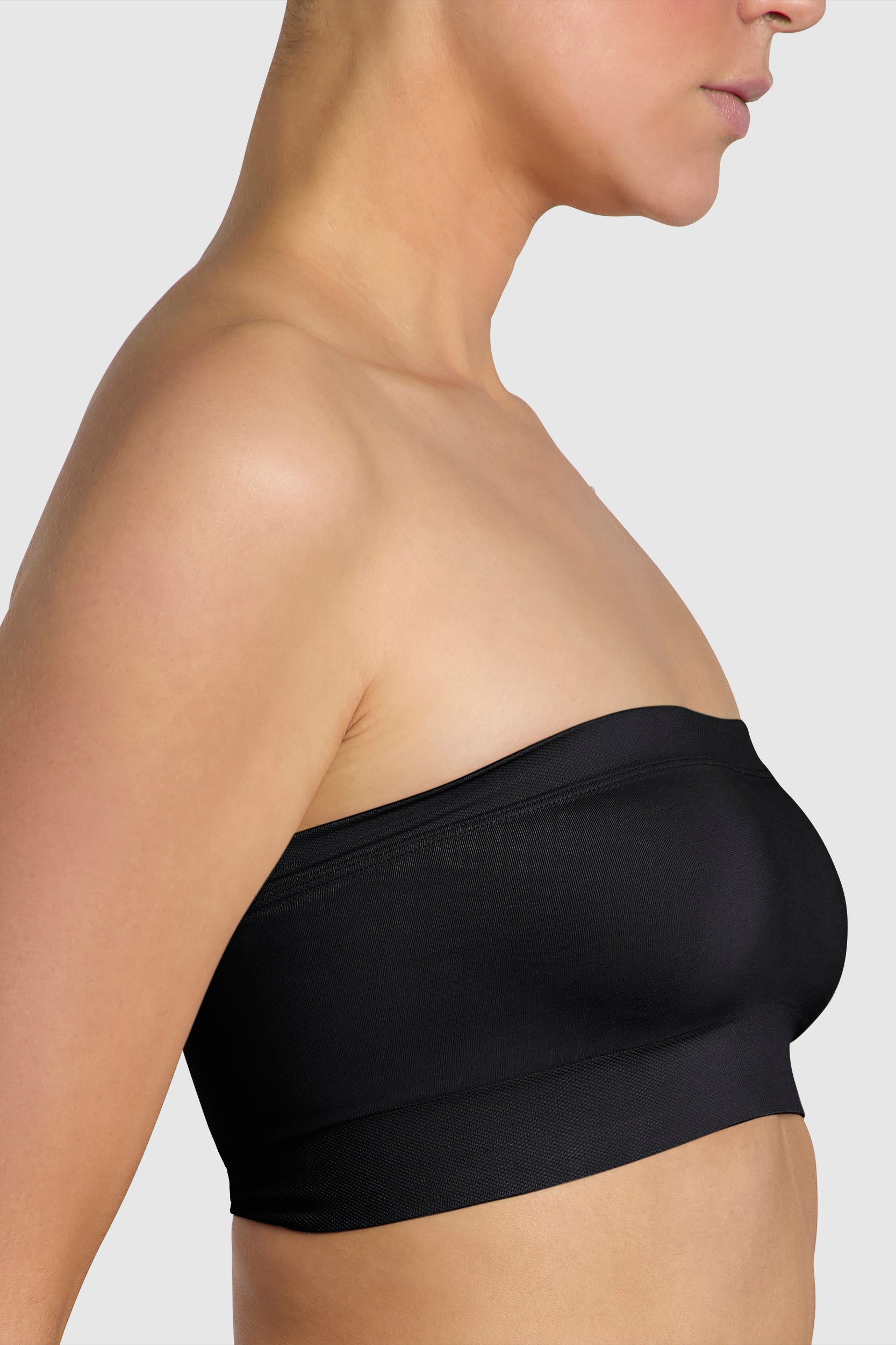 Soft black strapless bandeau bra