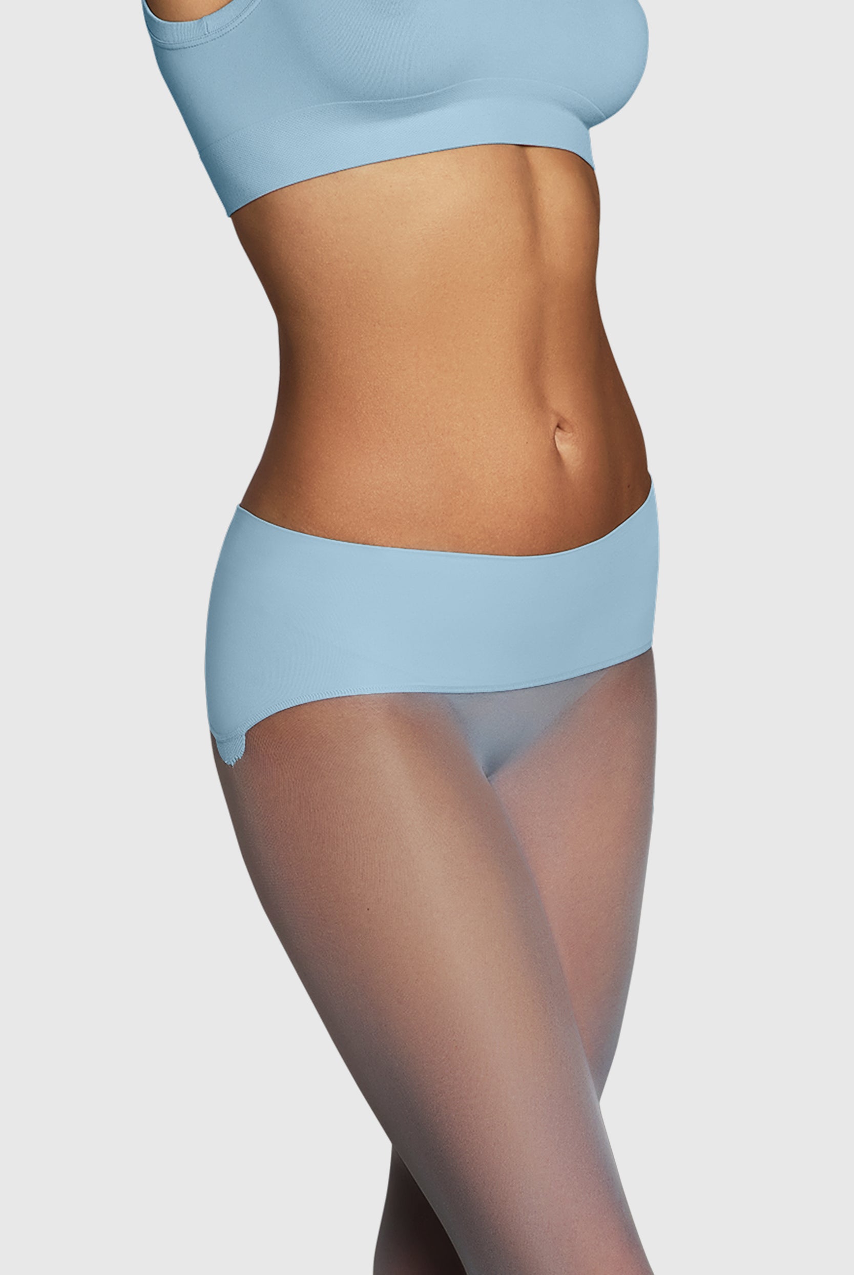 Semi-opaque 35 denier tights in Powder Blue.