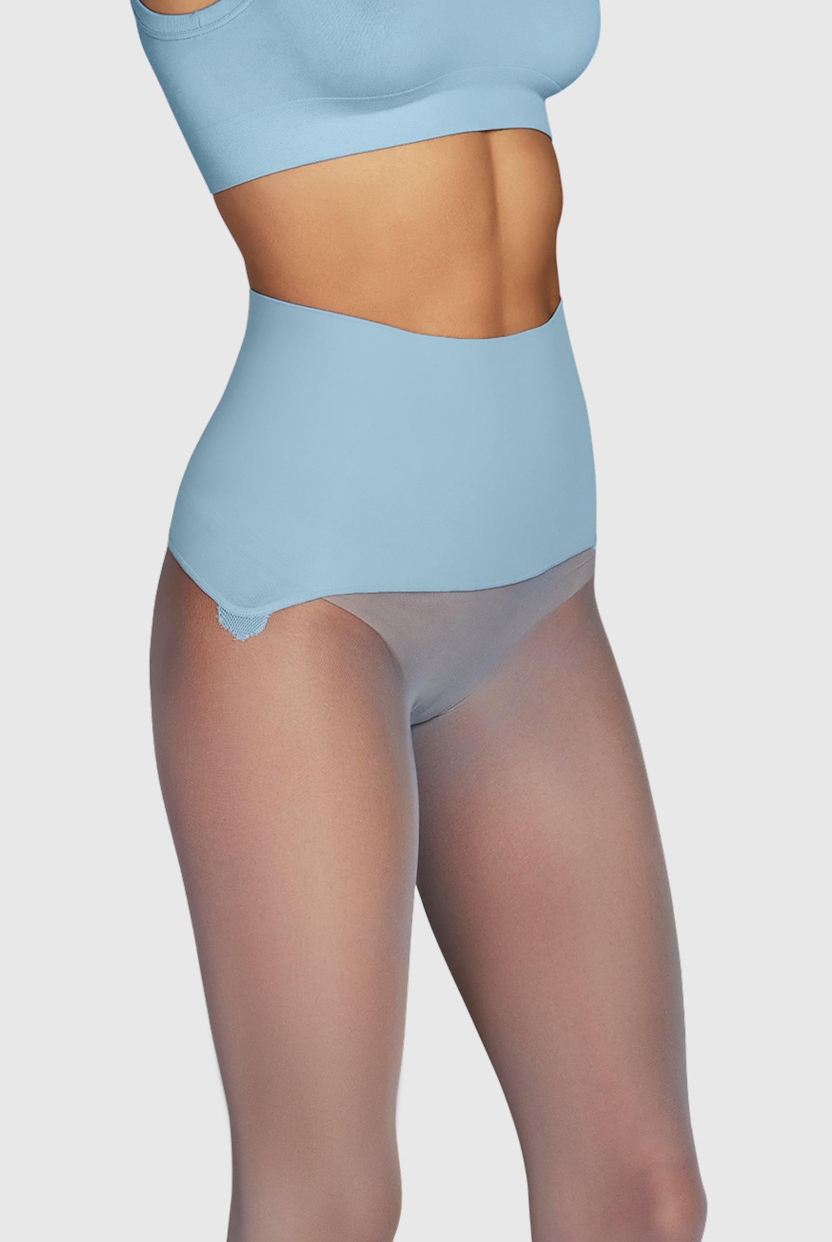Semi-opaque 35 denier tights in Powder Blue.