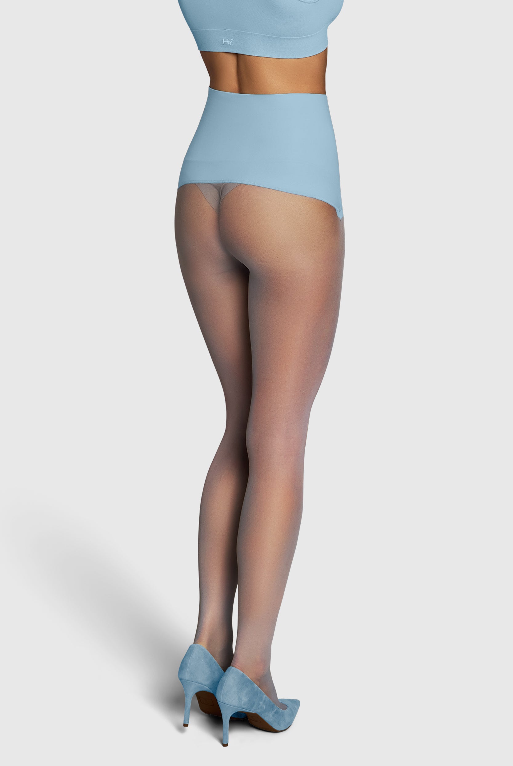 Semi-opaque 35 denier tights in Powder Blue.