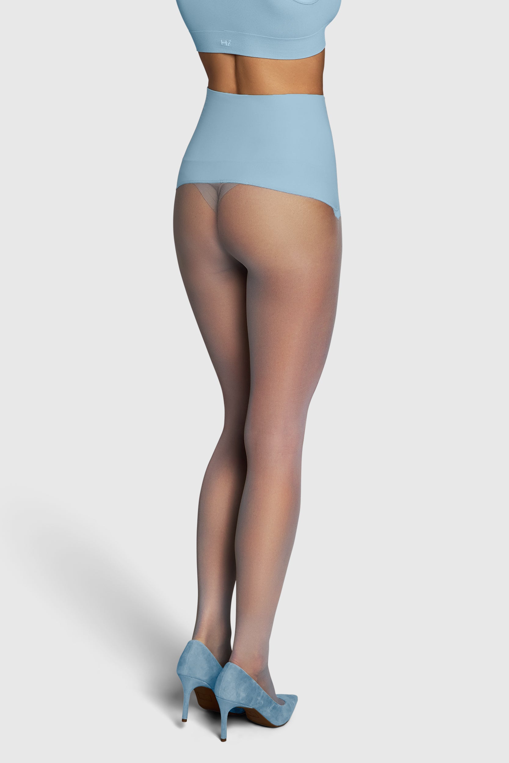 Semi-opaque 35 denier tights in Powder Blue.