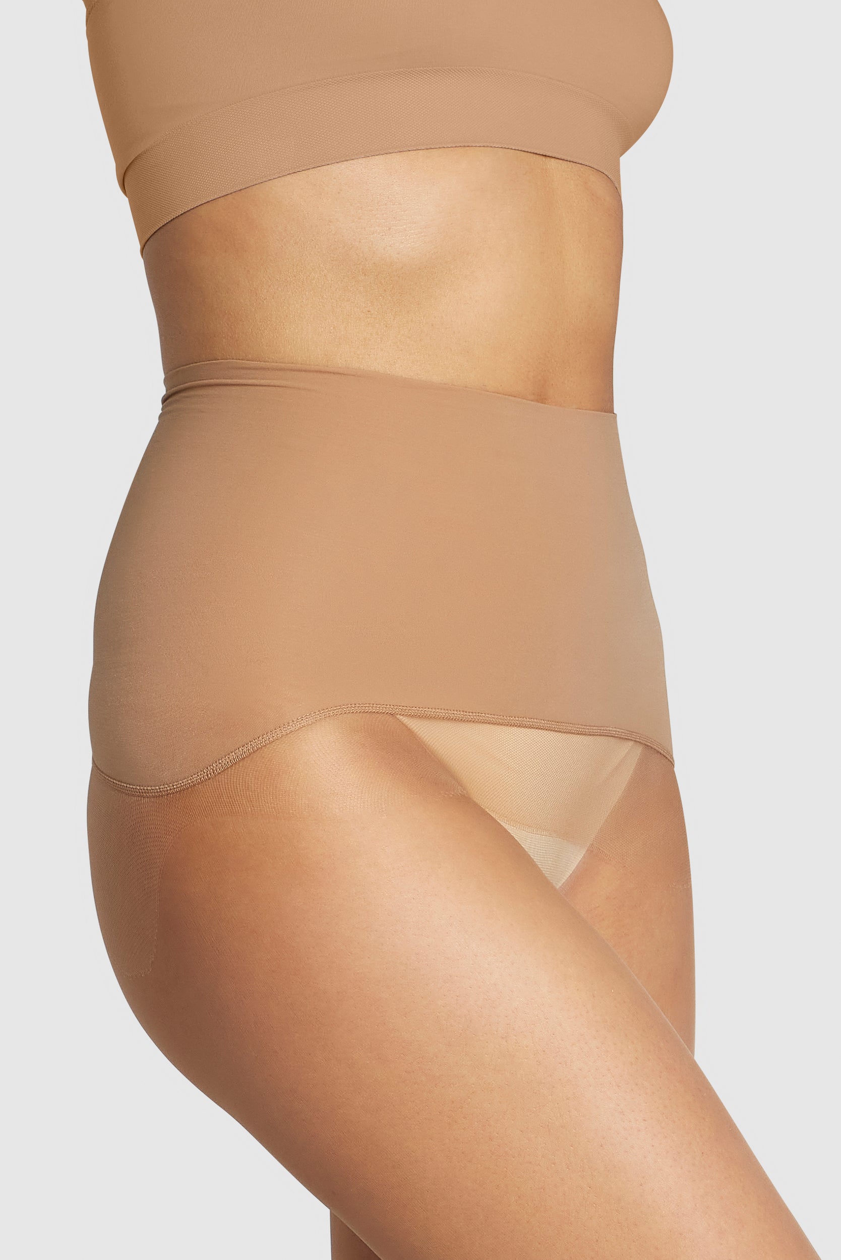 Gossamer-light 8-denier sheer tights with reinforced panty.