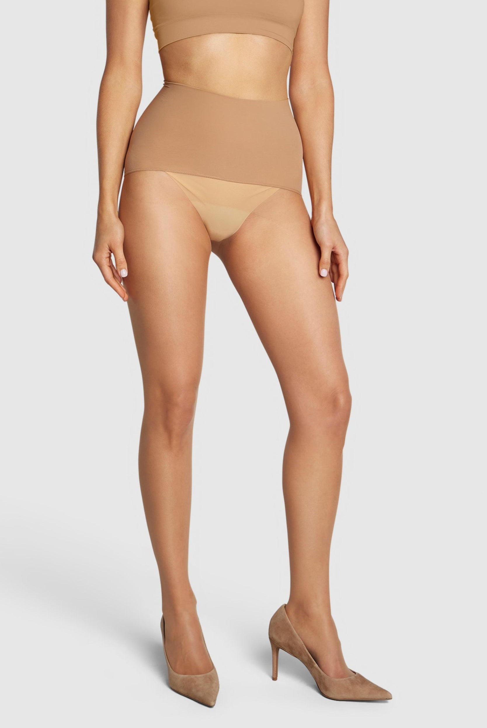 Gossamer-light 8-denier sheer tights with reinforced panty.