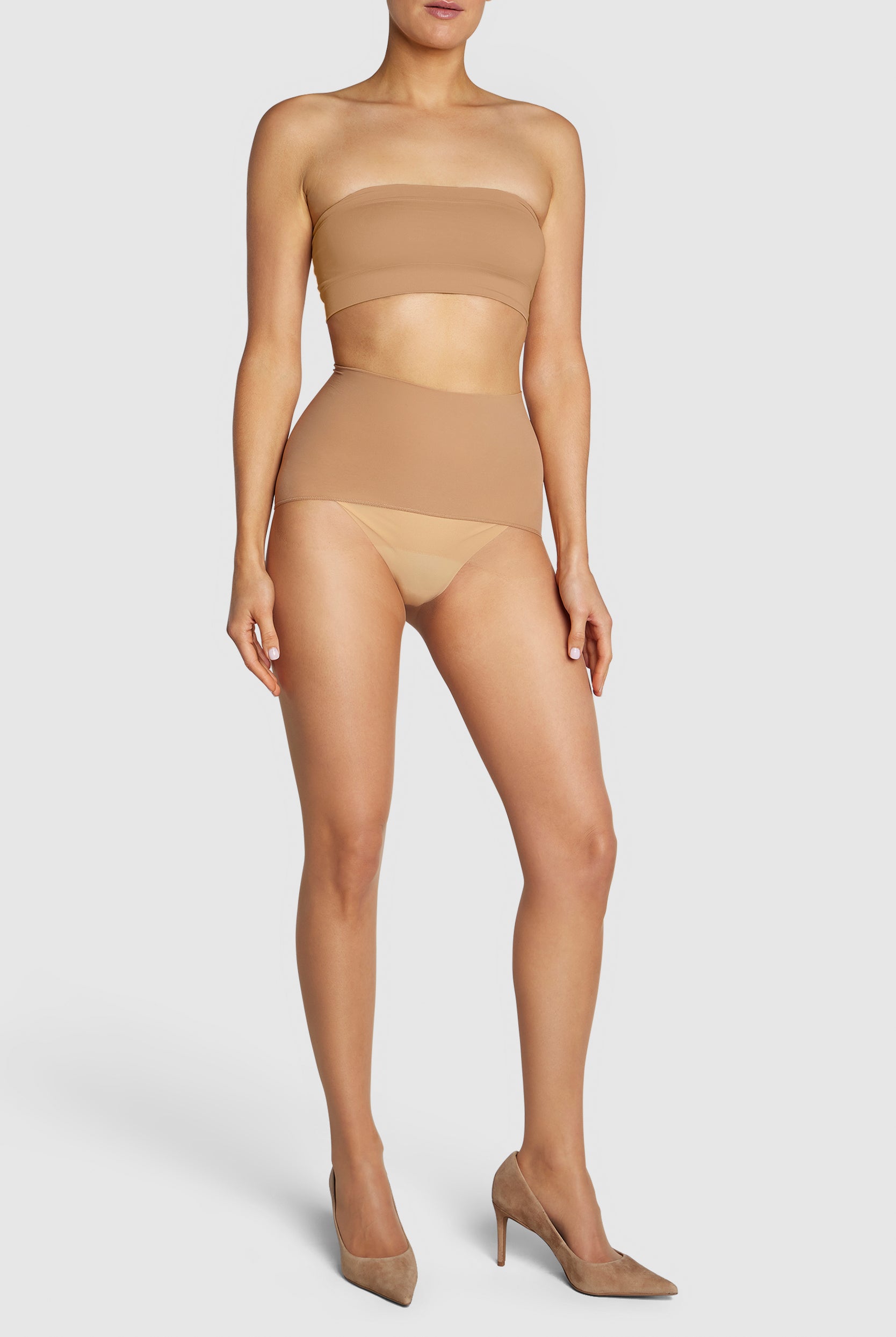 Gossamer-light 8-denier sheer tights with reinforced panty.