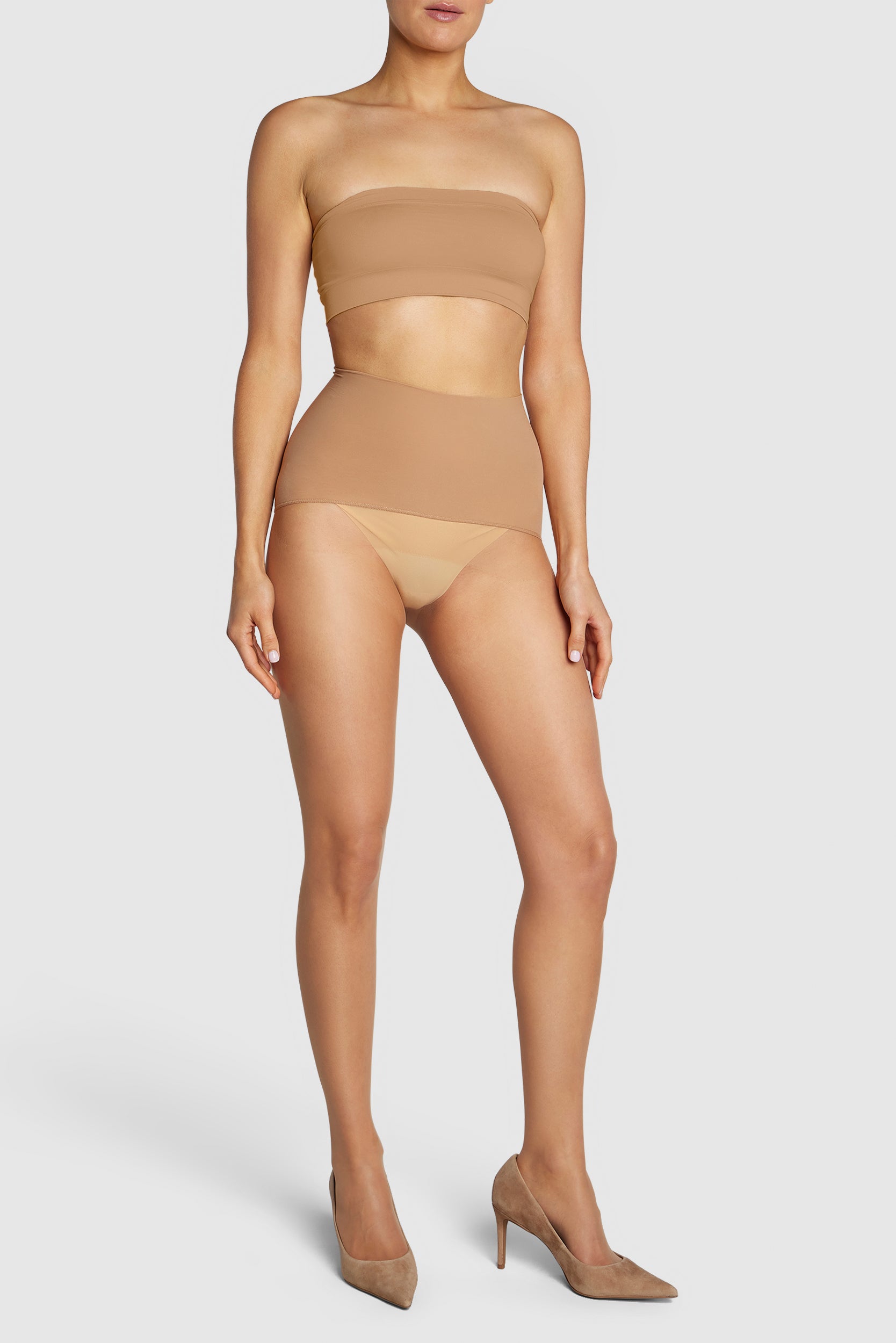 Gossamer-light 8-denier sheer tights with reinforced panty.