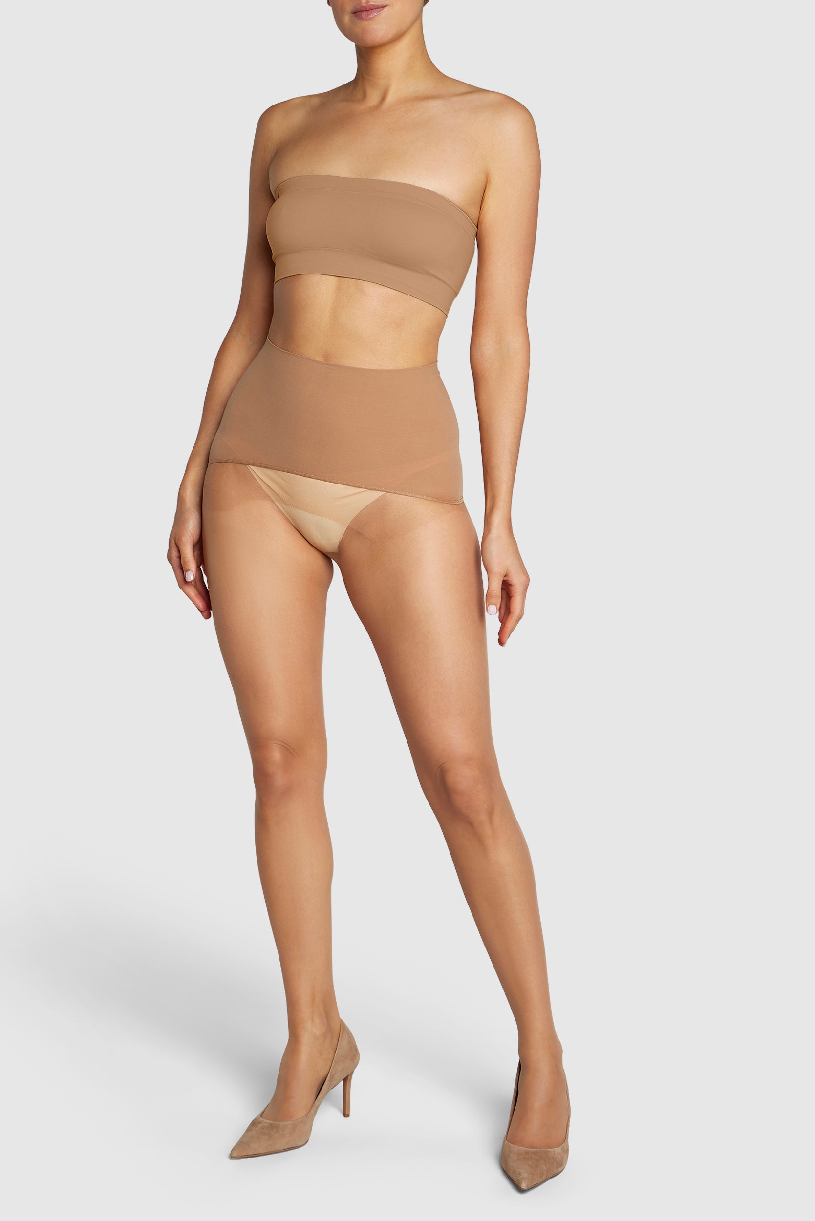 Gossamer-light 8-denier sheer tights with reinforced panty.