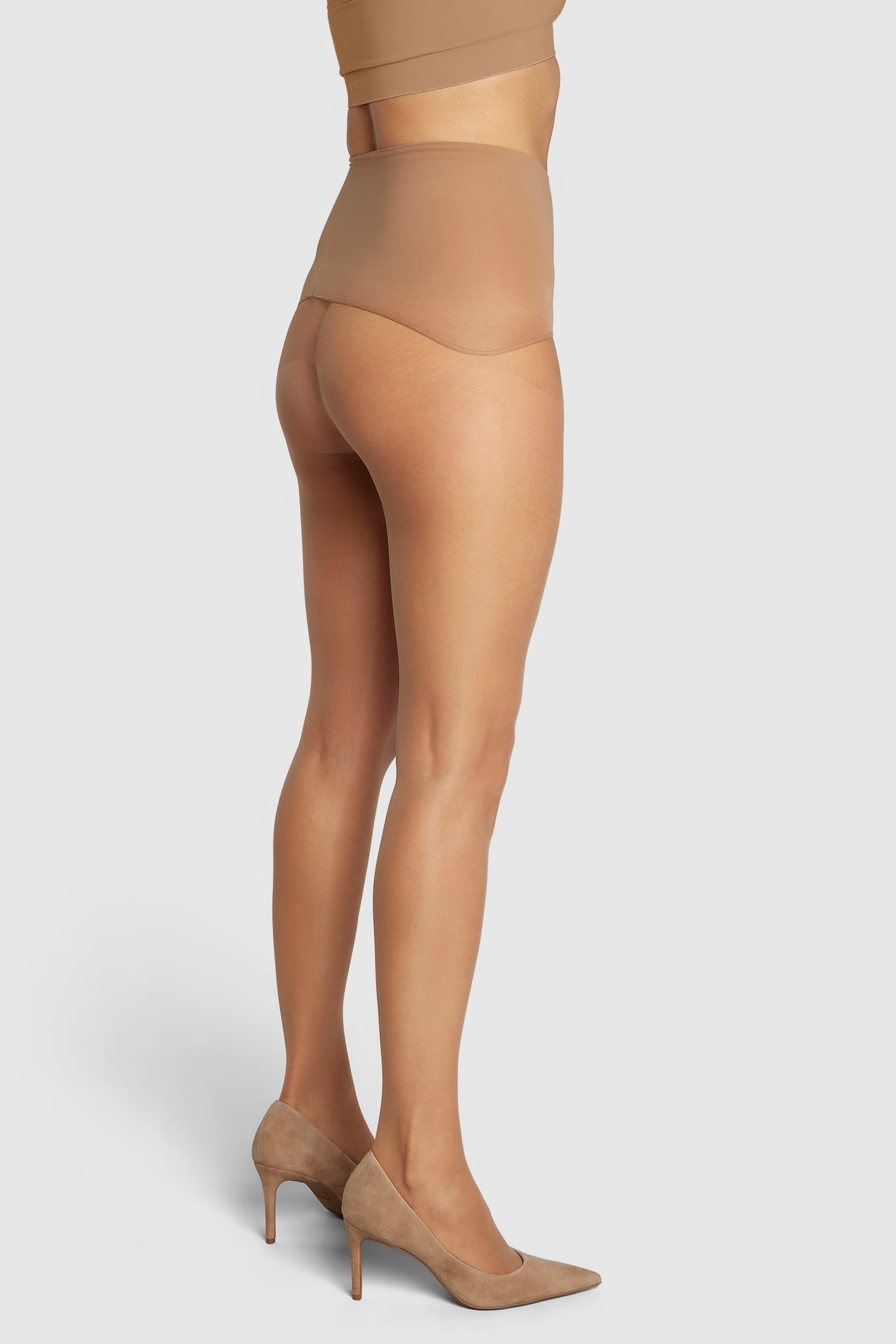 Gossamer-light 8-denier sheer tights with reinforced panty.