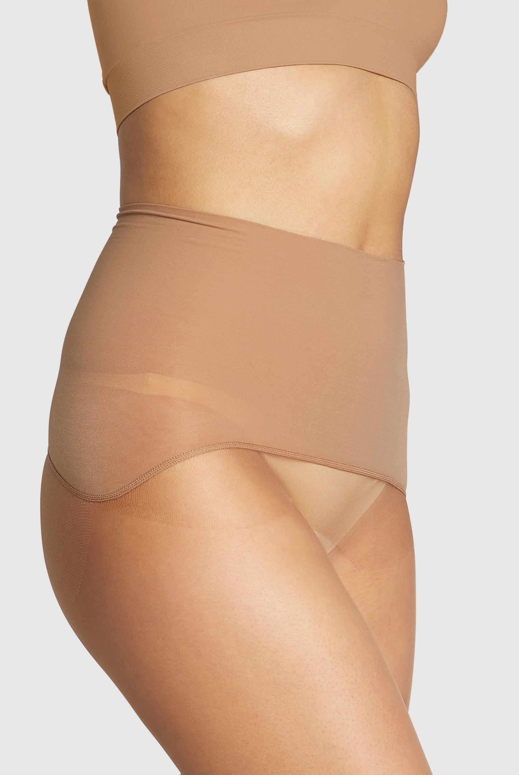 Gossamer-light 8-denier sheer tights with reinforced panty.