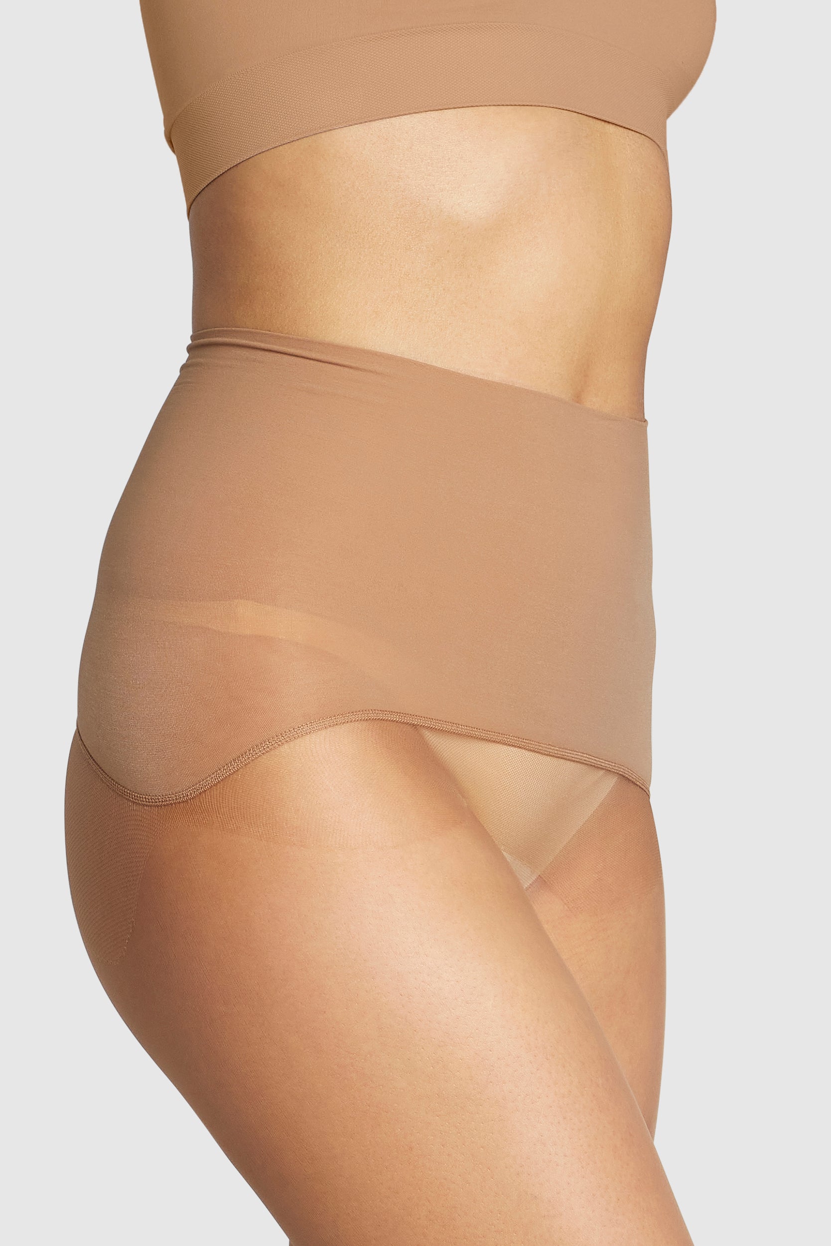 Gossamer-light 8-denier sheer tights with reinforced panty.