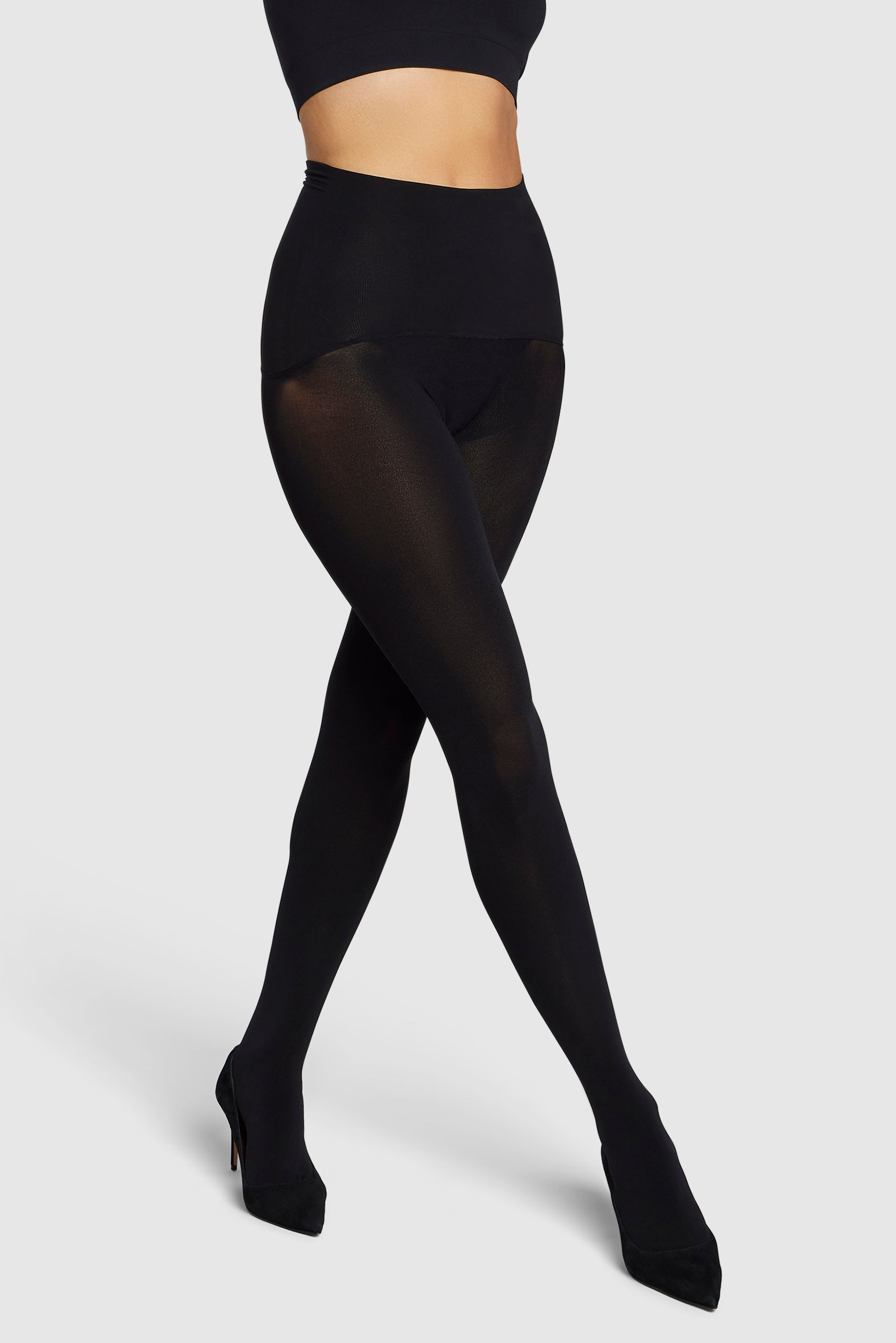 Opaque tights with Contour waistband.