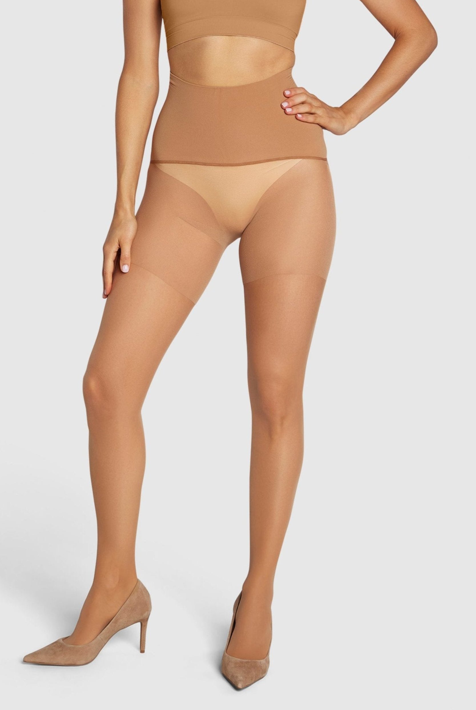 ladder-resistant sheer tights with contour waistband
