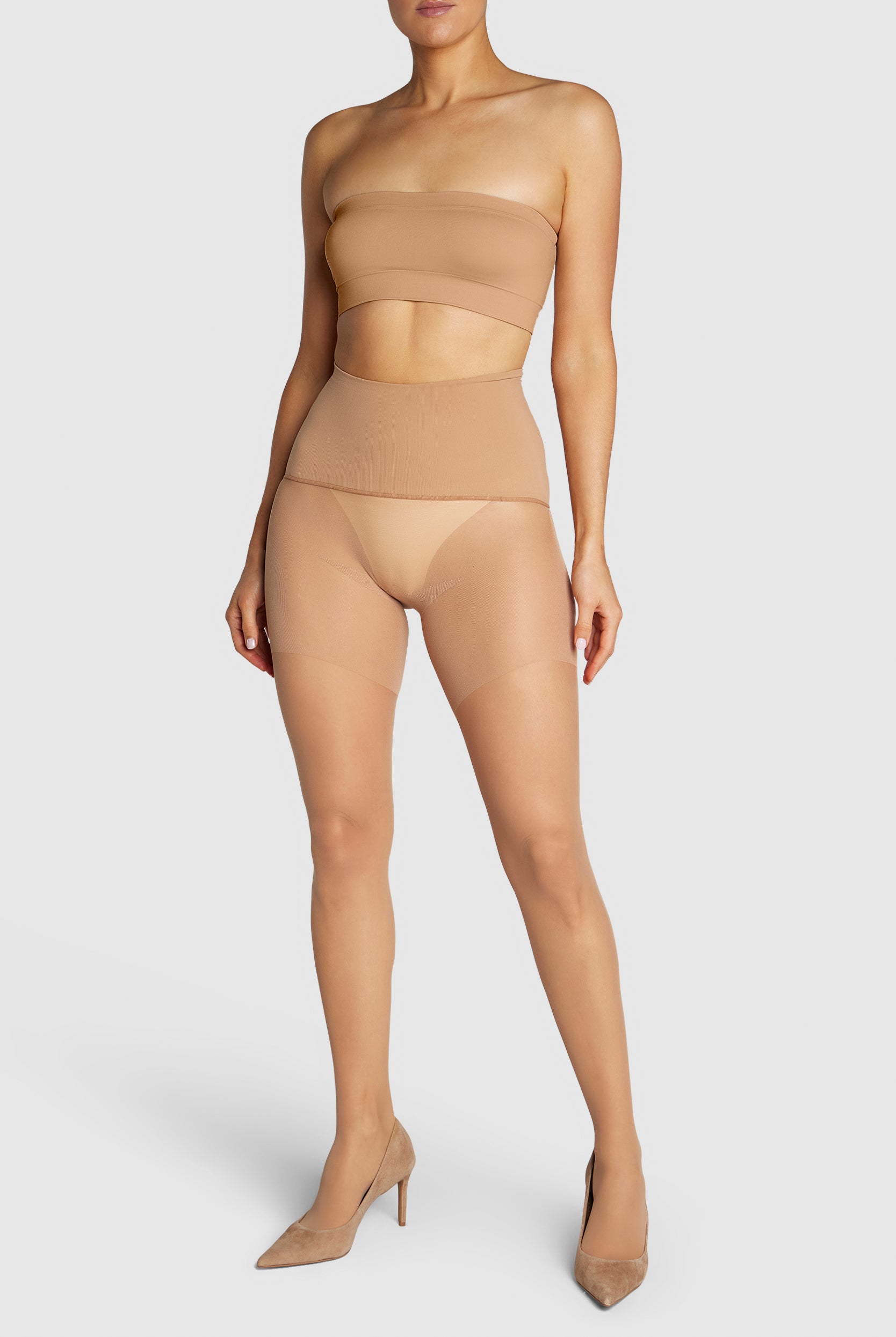 ladder-resistant sheer tights with contour waistband