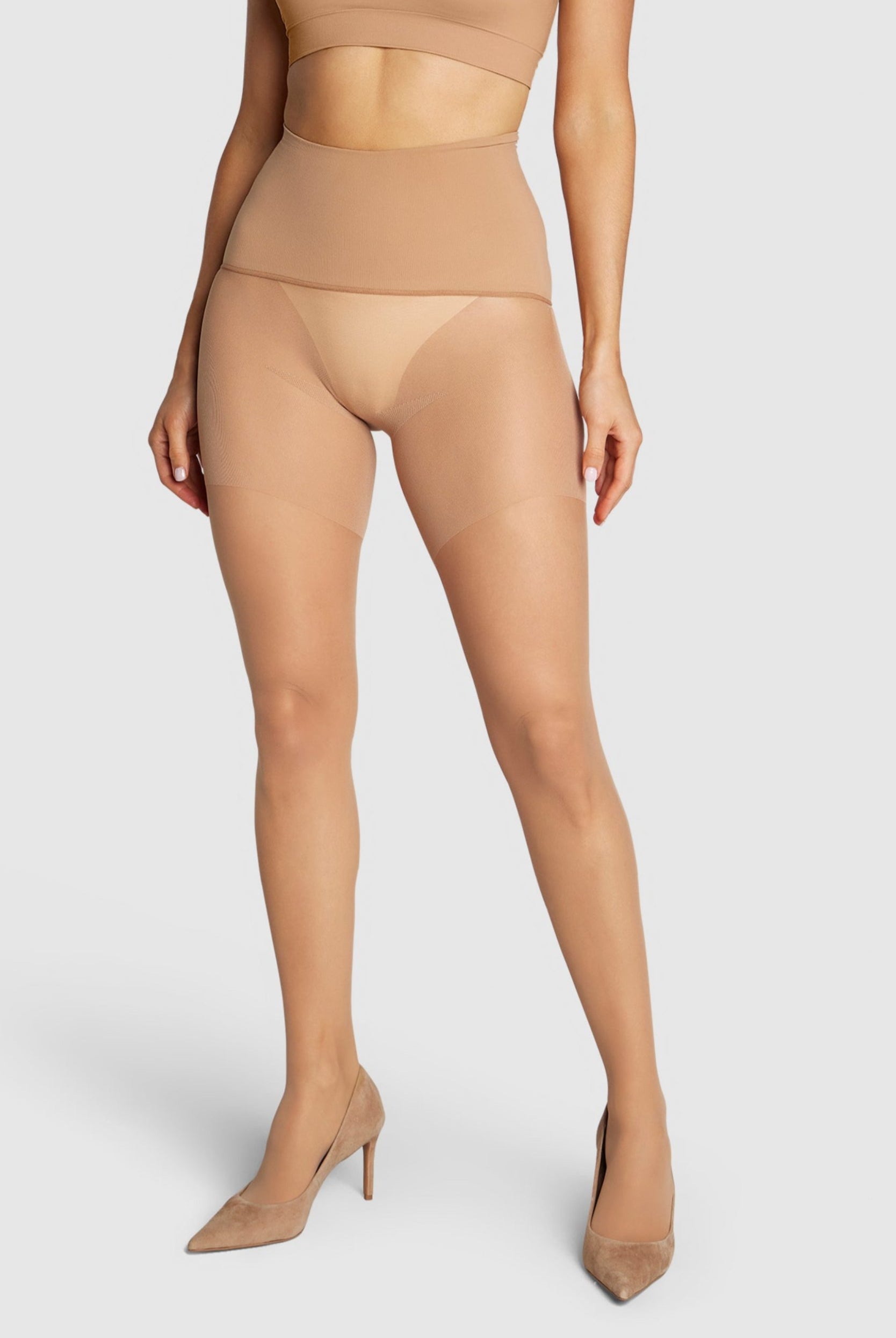 ladder-resistant sheer tights with contour waistband