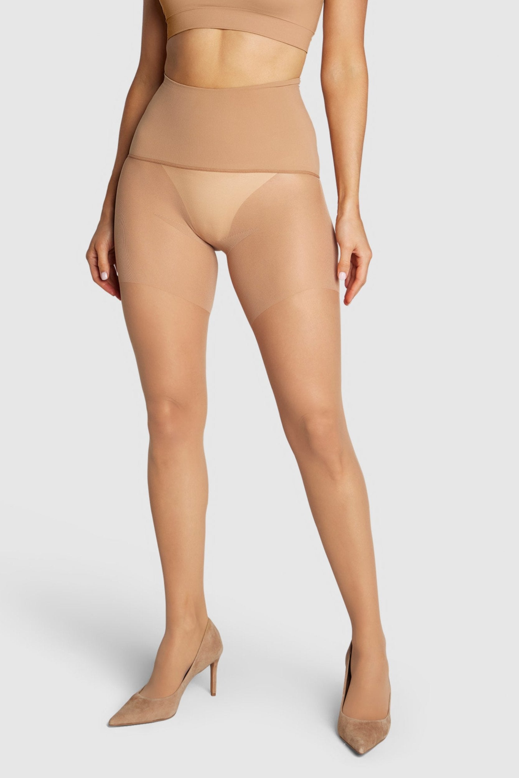 ladder-resistant sheer tights with contour waistband