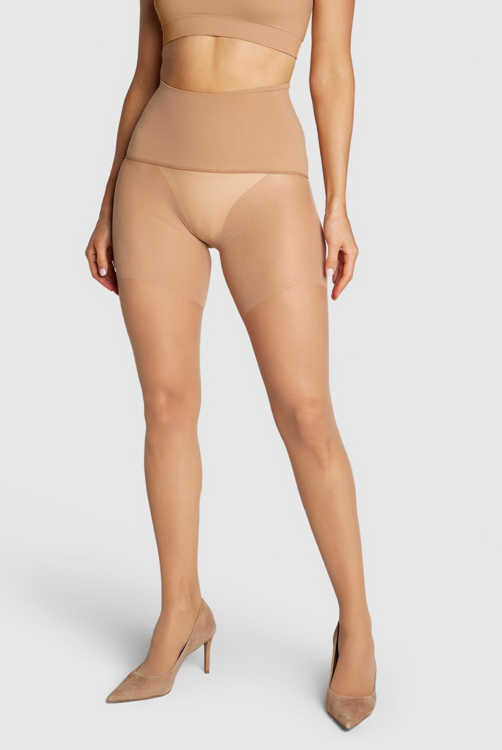 ladder-resistant sheer tights with contour waistband