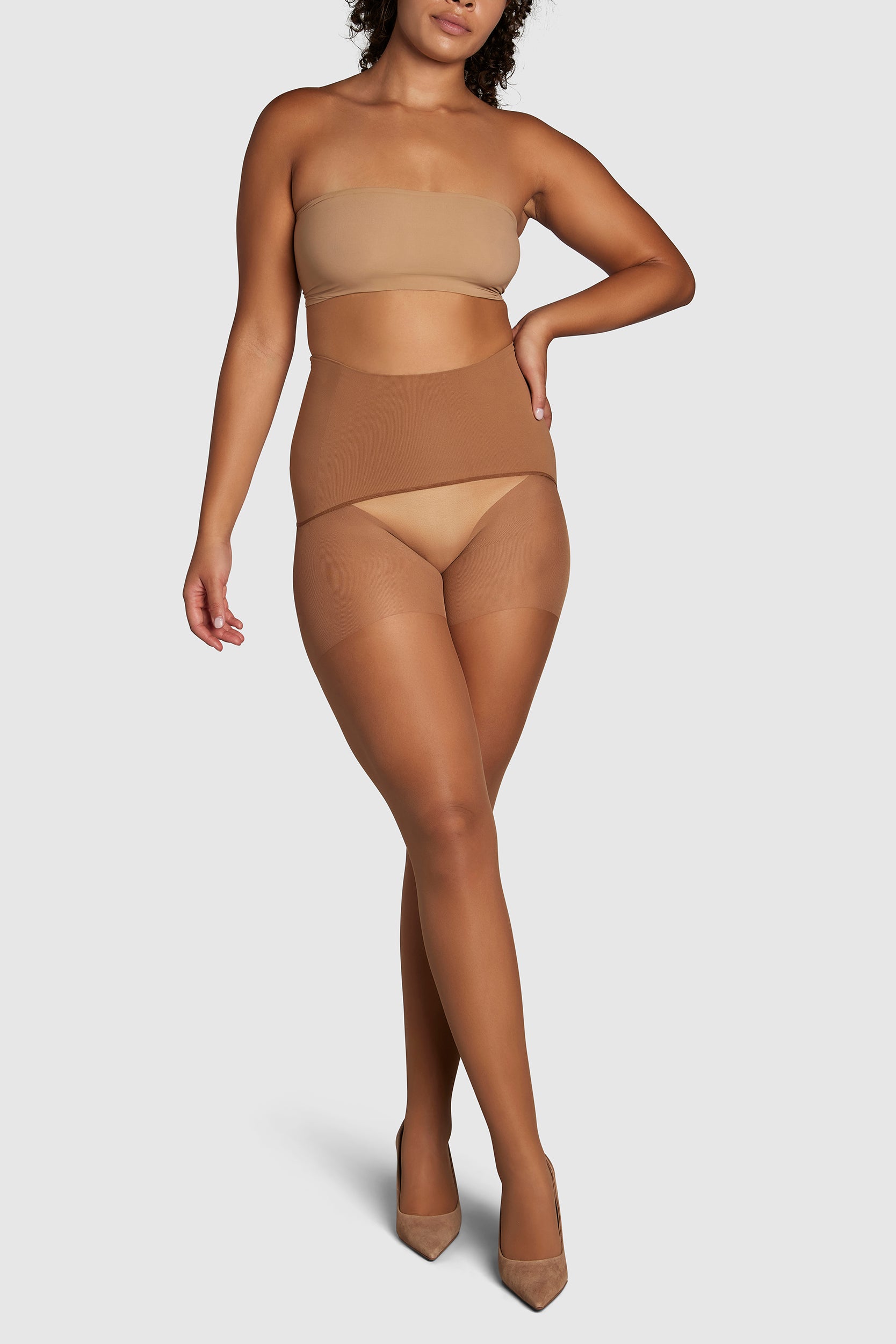 ladder-resistant sheer tights with contour waistband