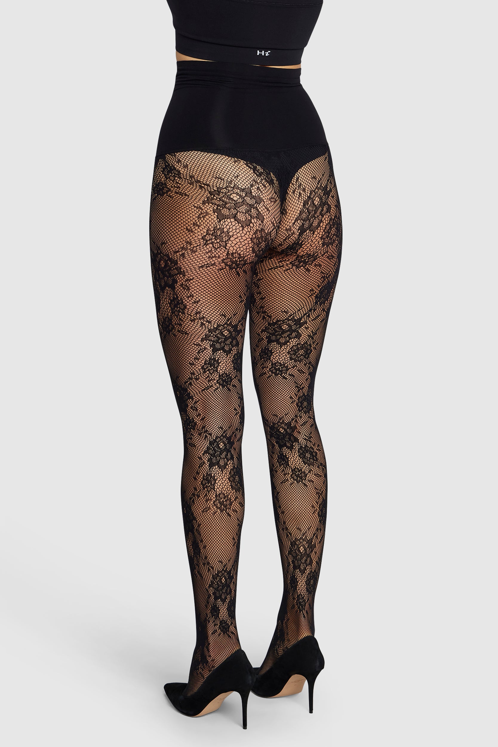 Floral Lace tights with flexible high waistband