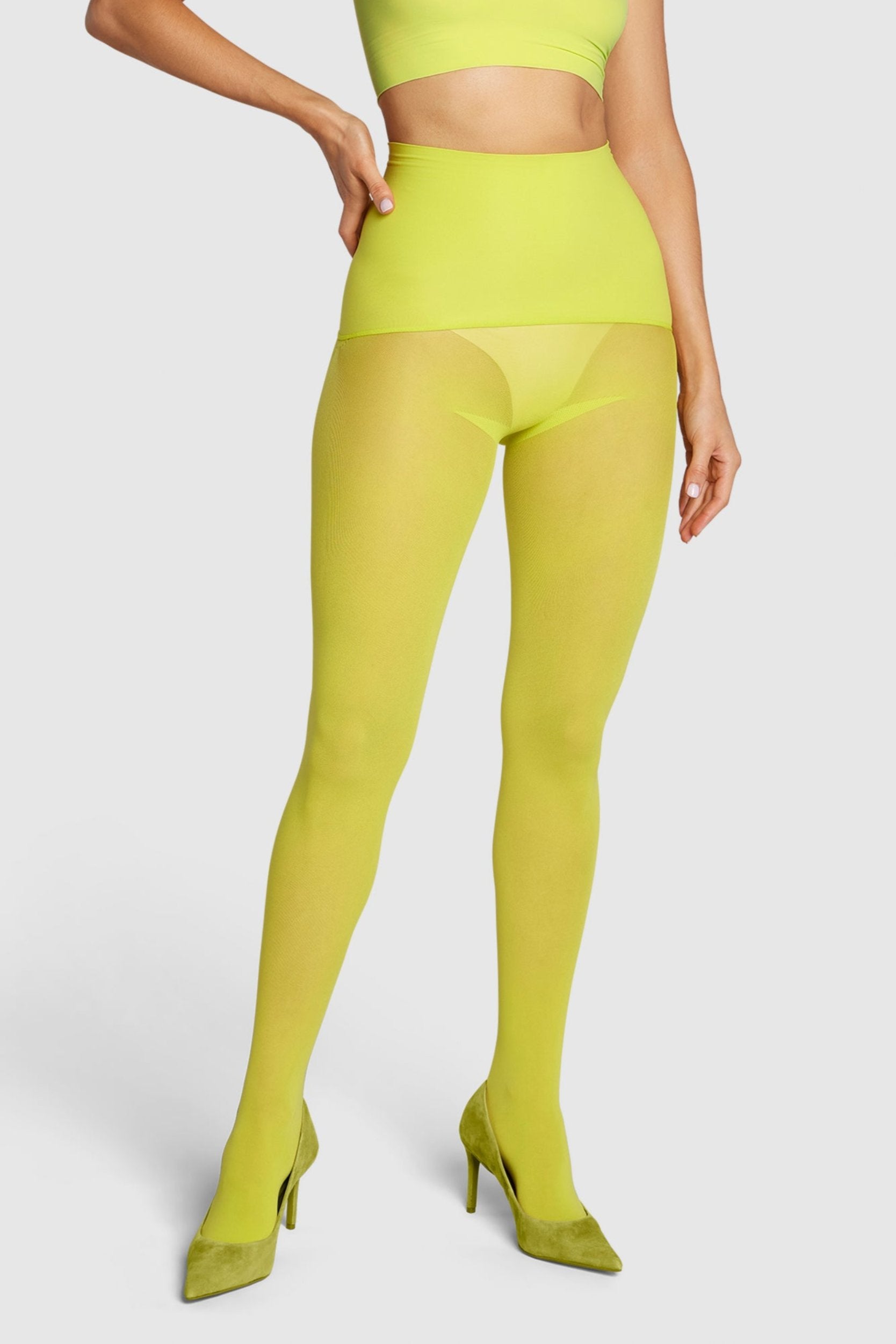 Opaque 60 denier tights in citrus neon yellow