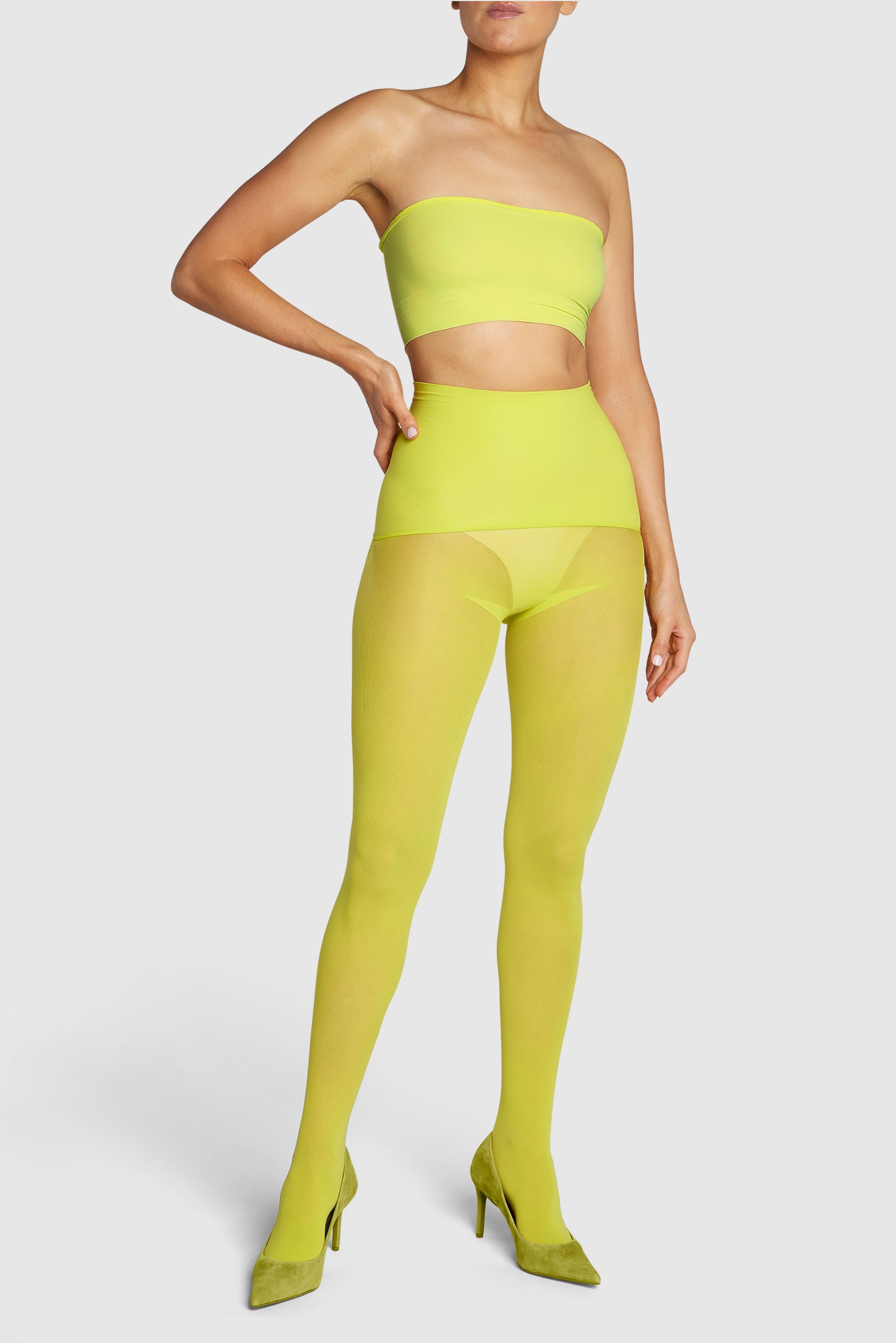 Opaque 60 denier tights in citrus neon yellow