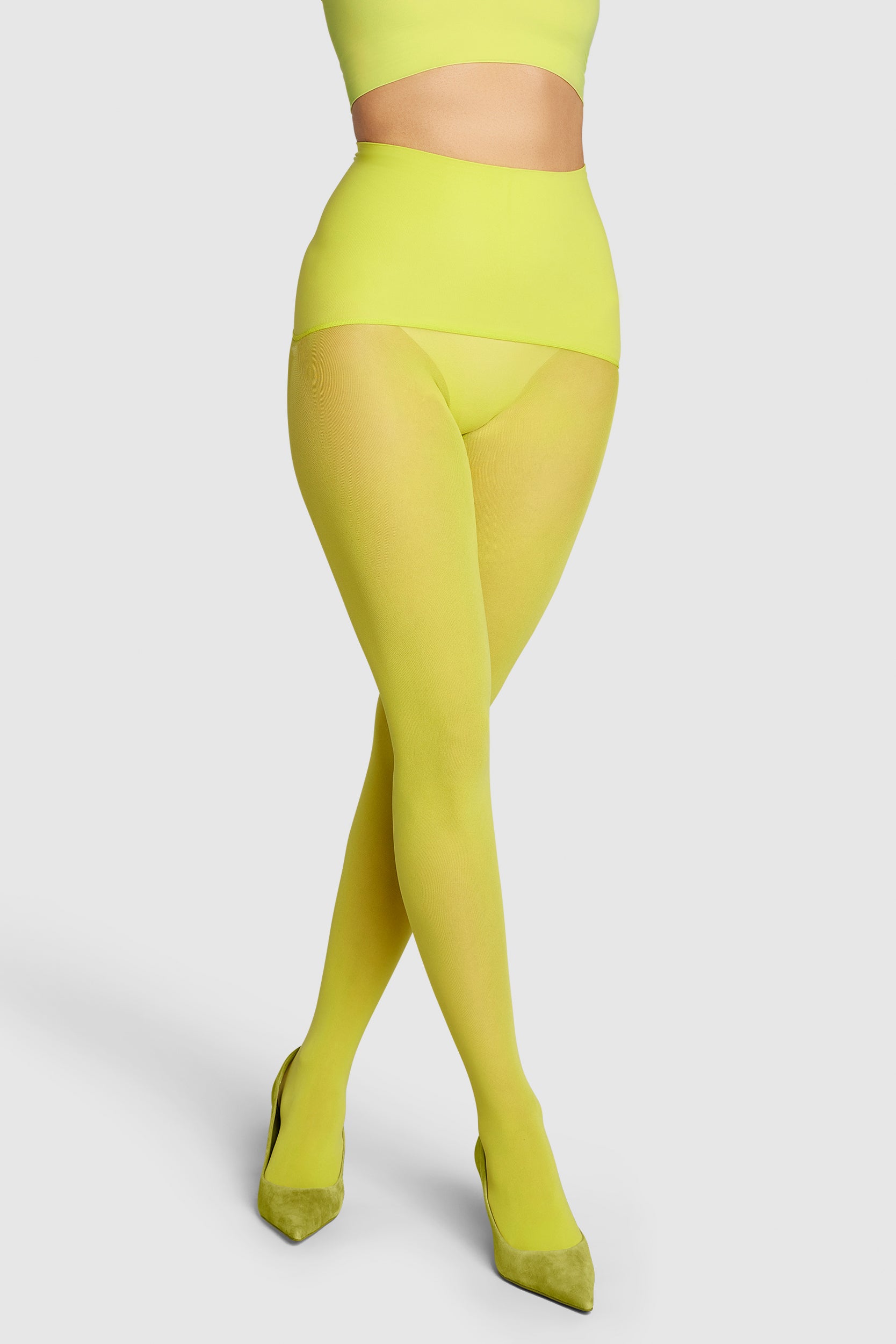 Opaque 60 denier tights in citrus neon yellow