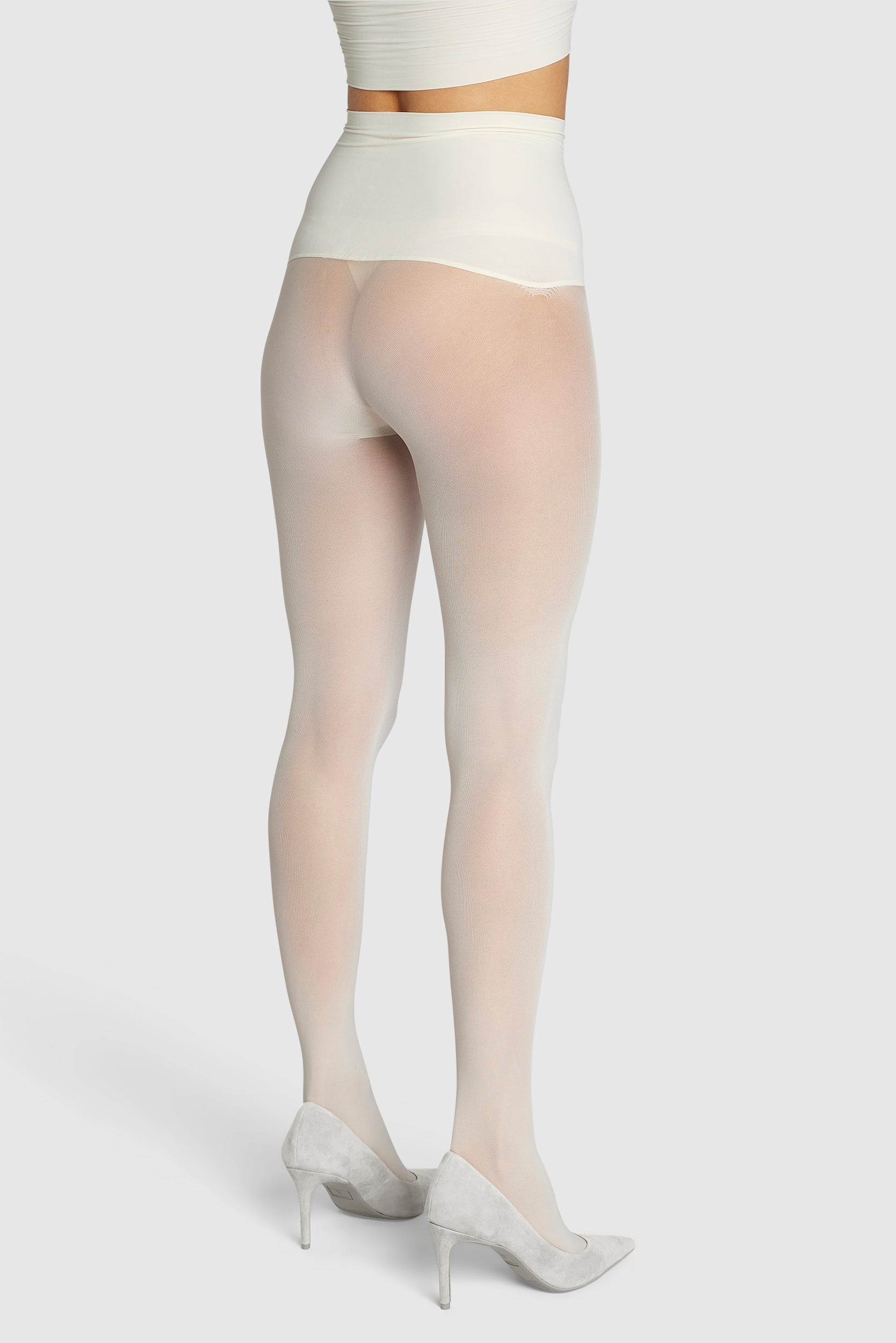 Opaque, eco-friendly 60 denier tights in vintage ivory white.