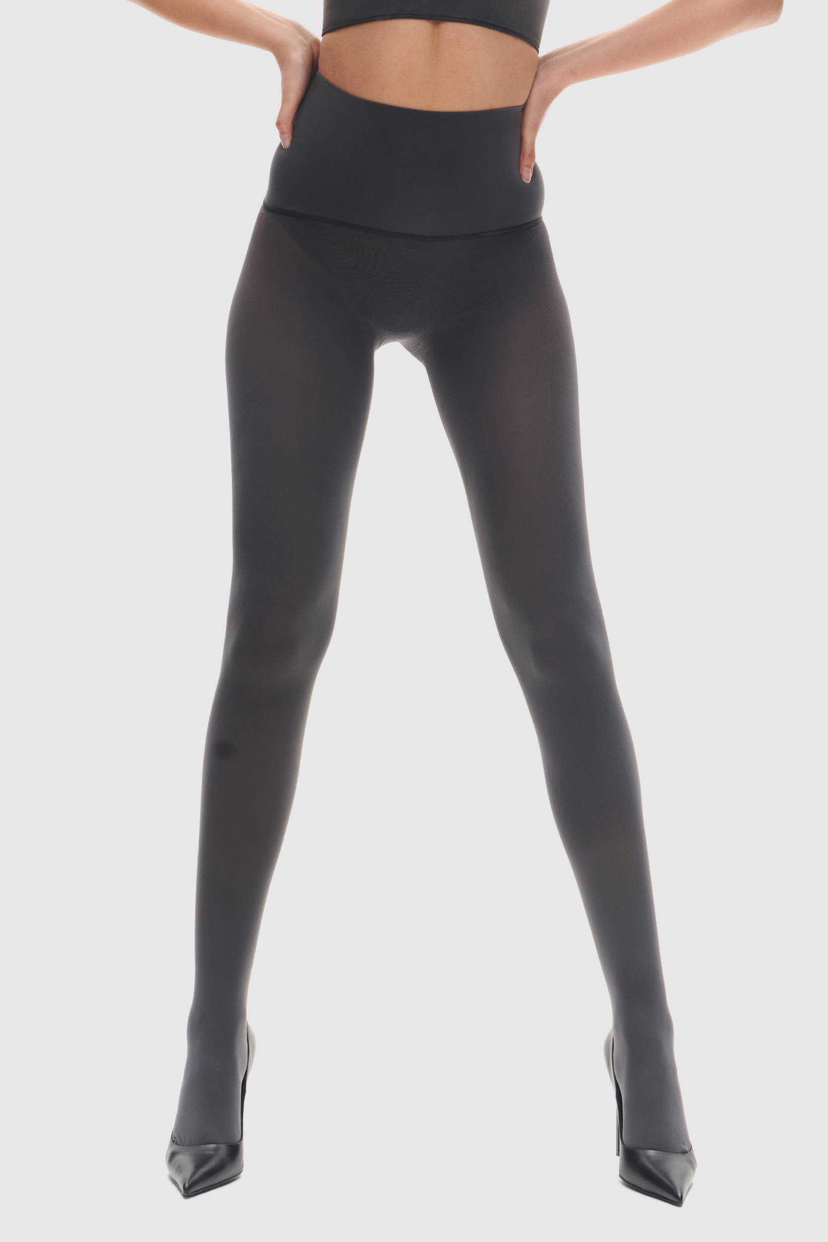 Opaque 80 denier tights in Slate Grey.