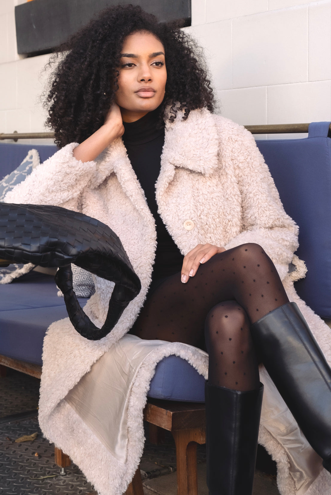 Black sheer polka dot tights