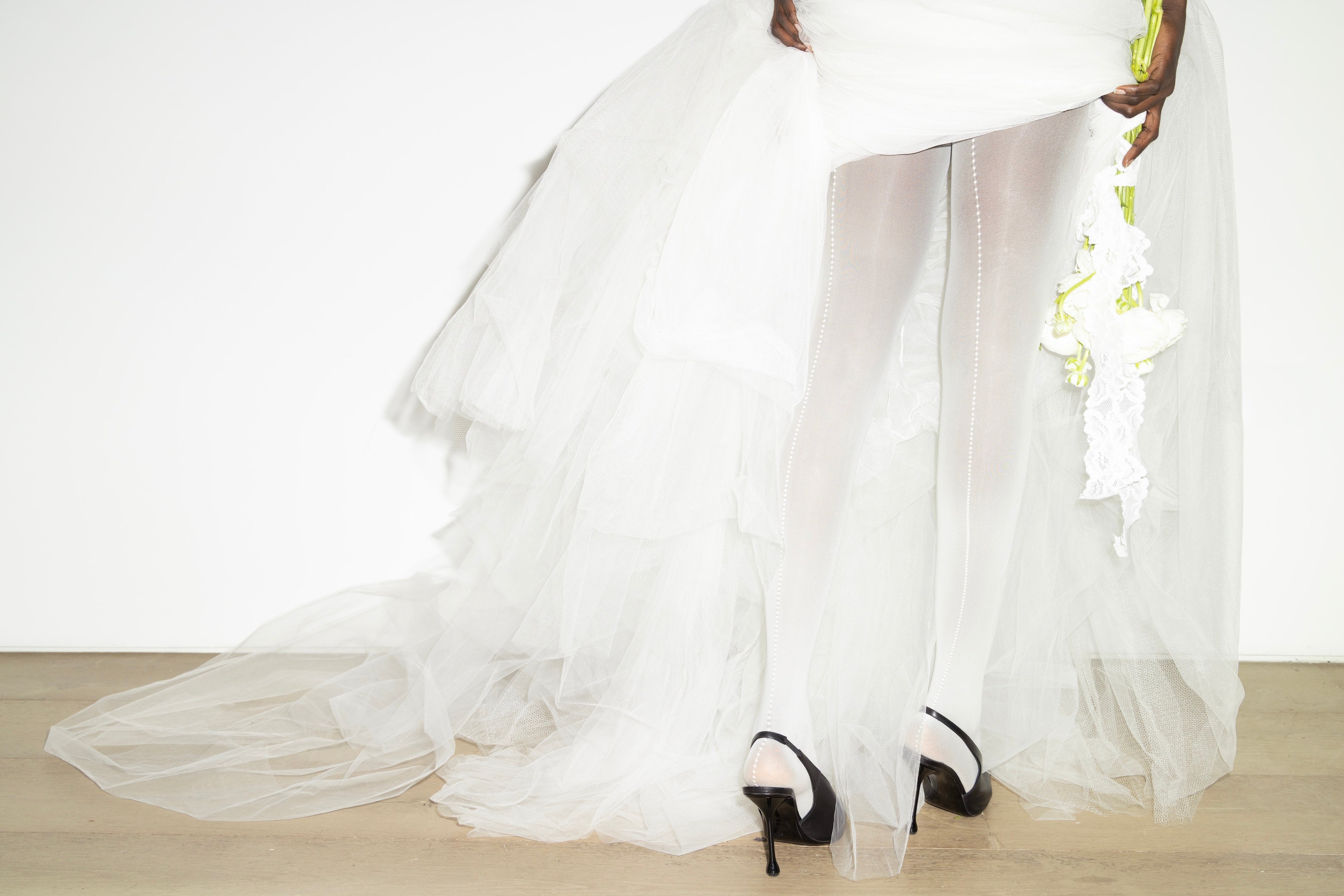 Heist Studios Pearl Back Seam bridal tights in Vintage Ivory, 35 denier with a pearl-embellished back seam