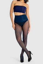 Midnight navy herringbone fishnet tights.