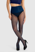 Midnight navy herringbone fishnet tights.