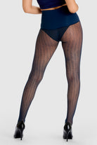 Midnight navy herringbone fishnet tights.